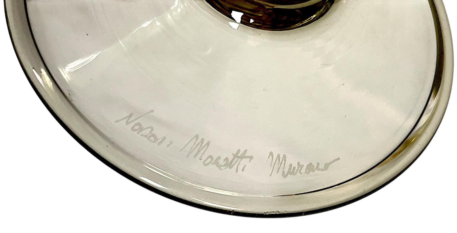 Vintage 1970s Signed Nason Moretti Murano Champagne Flutes With Grape Cluster Stems Gold Infused - A - 7