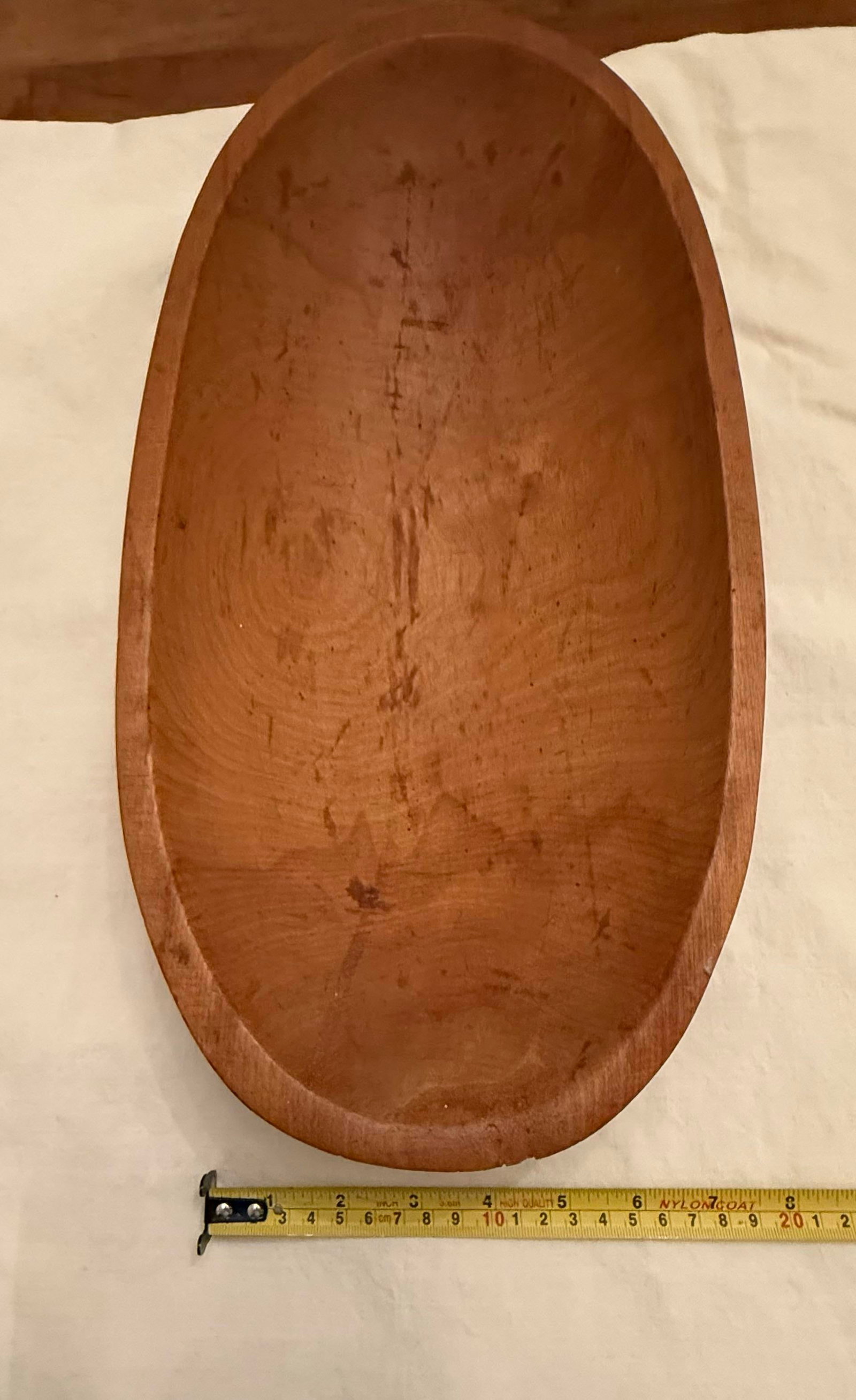 Vintage Primitive 17 3/4" Wooden Oval Dough or Trencher Bowl - 10