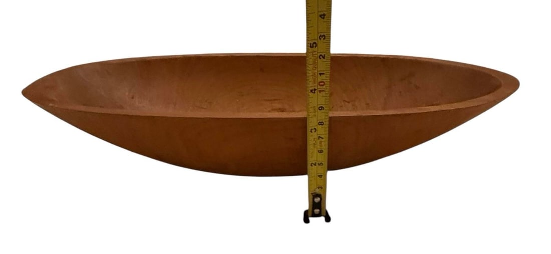 Vintage Primitive 17 3/4" Wooden Oval Dough or Trencher Bowl - 11