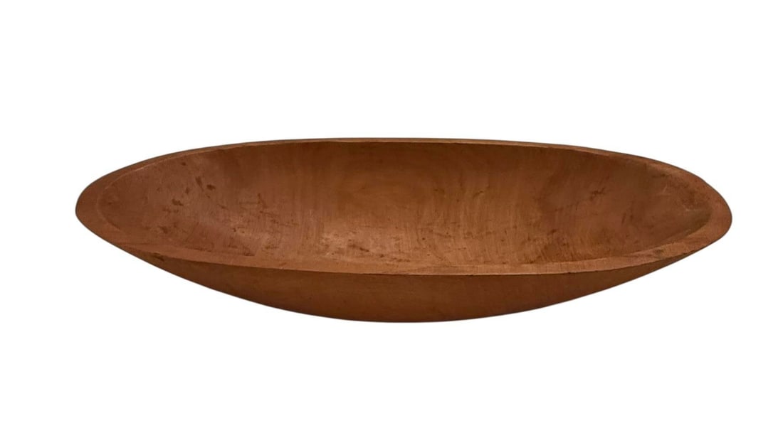 Vintage Primitive 17 3/4" Wooden Oval Dough or Trencher Bowl - 12