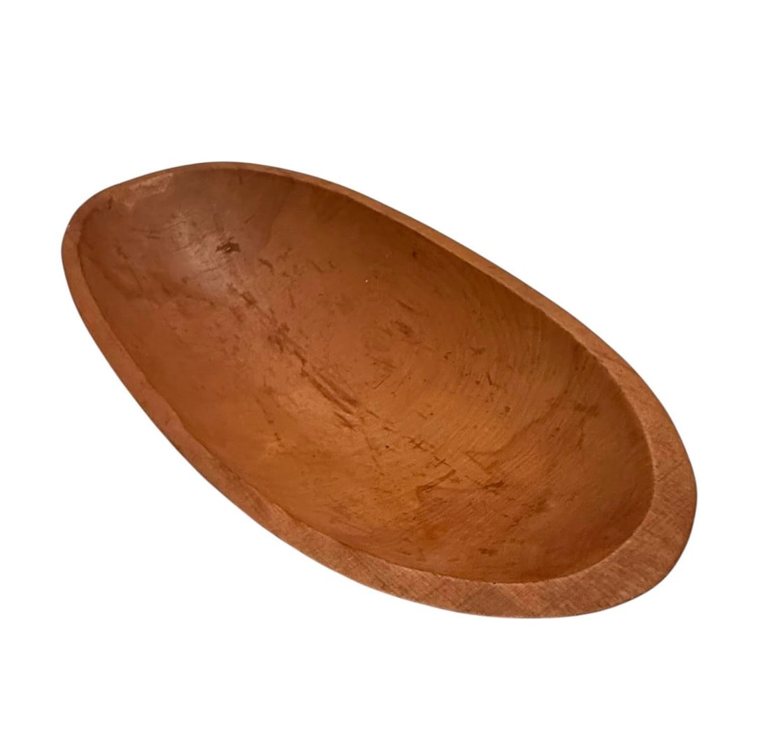 Vintage Primitive 17 3/4" Wooden Oval Dough or Trencher Bowl - 6