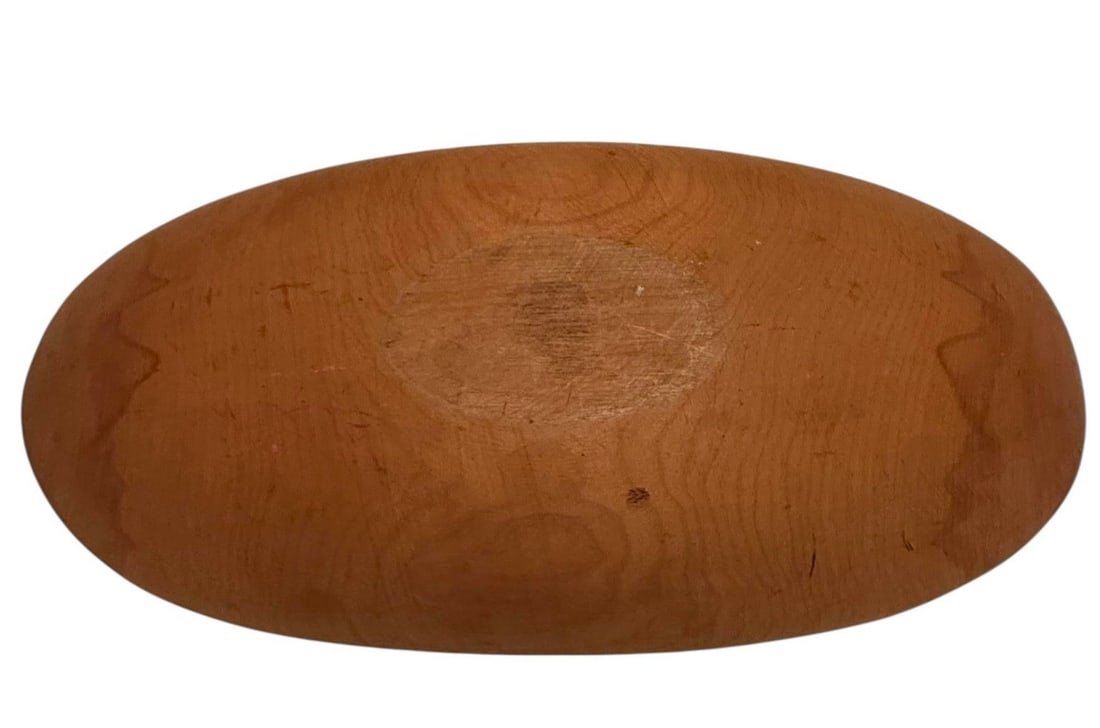 Vintage Primitive 17 3/4" Wooden Oval Dough or Trencher Bowl - 8