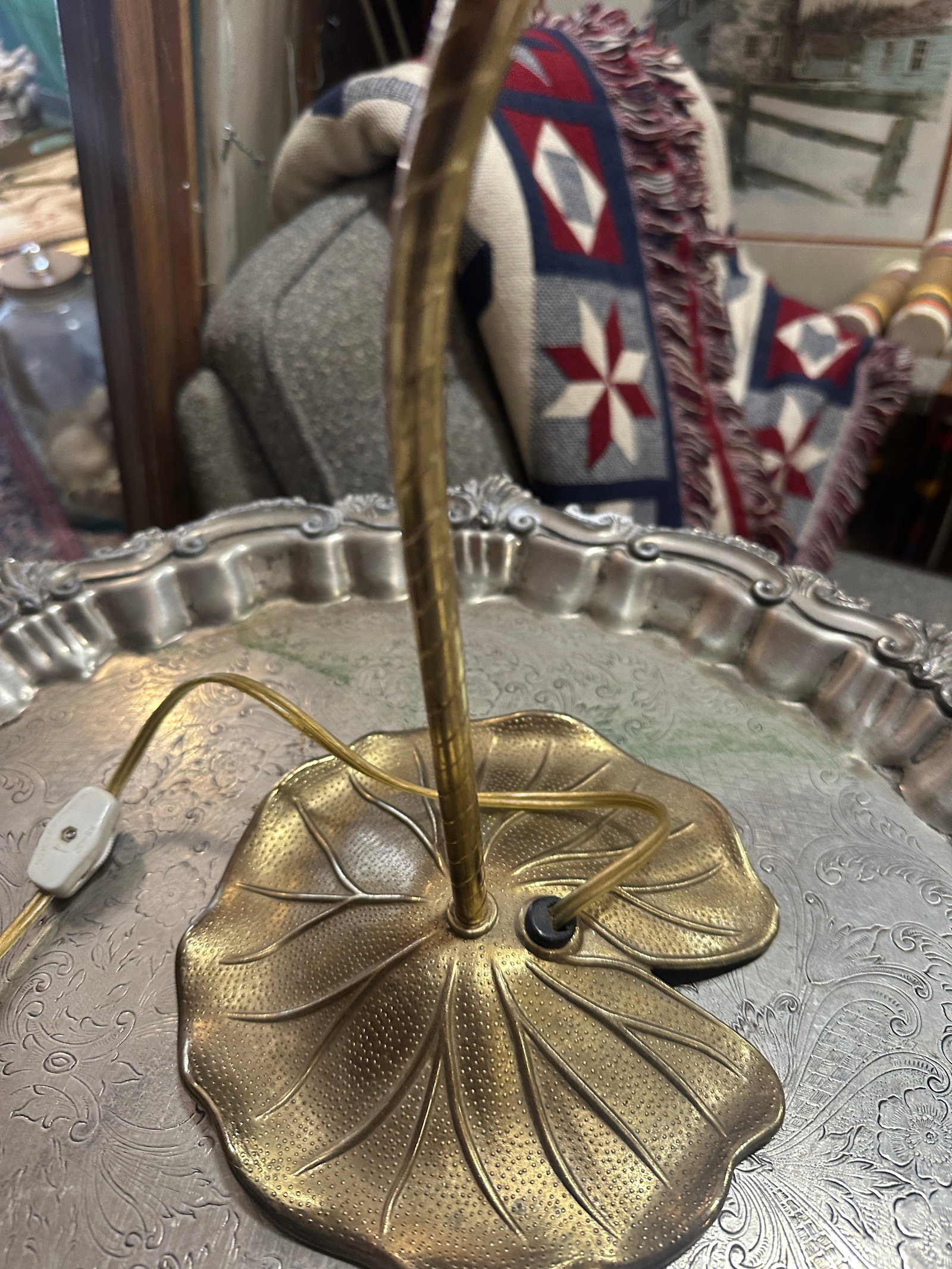Vintage Brass Tulip Style Table Lamp - 2