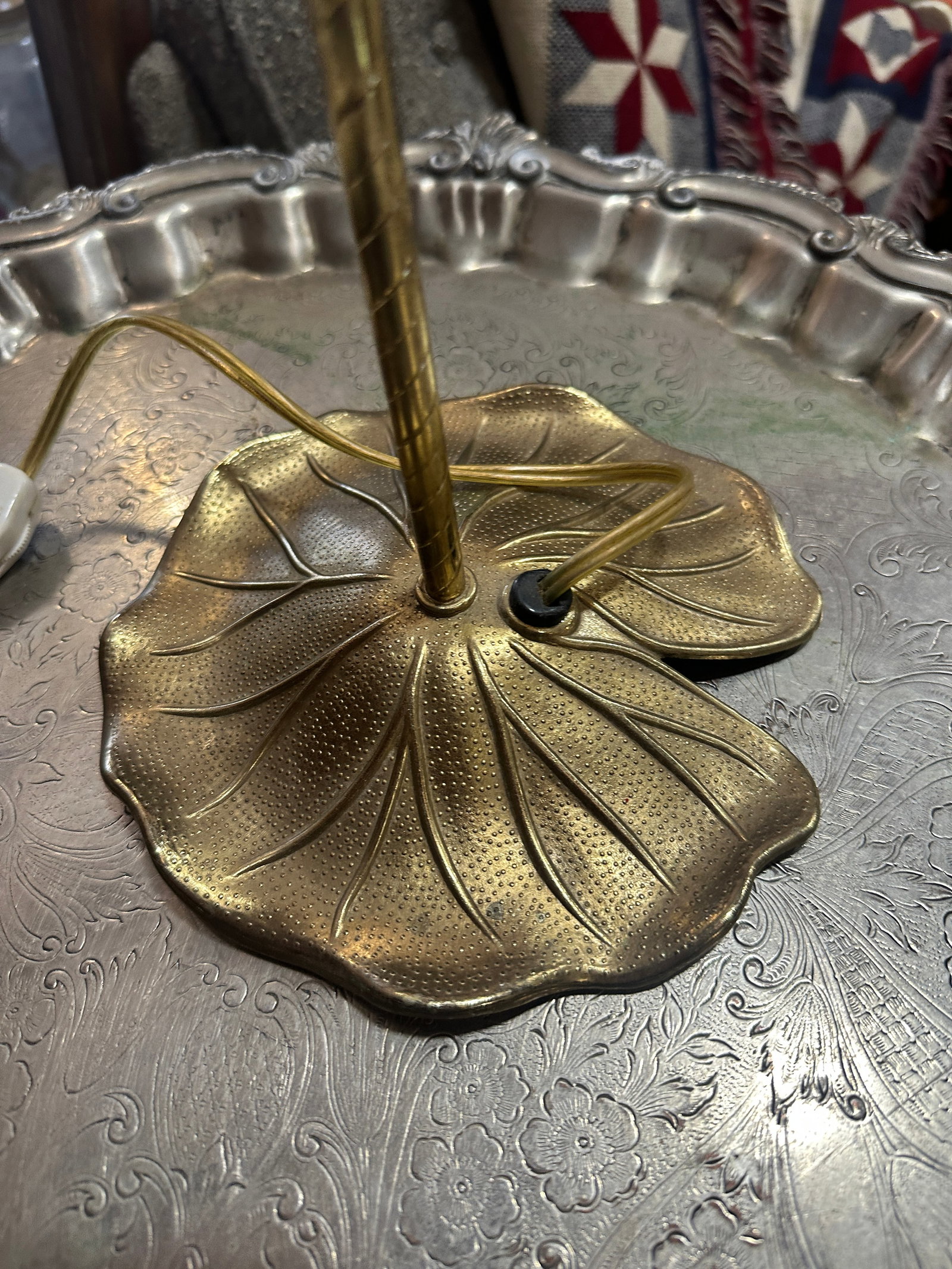 Vintage Brass Tulip Style Table Lamp - 4