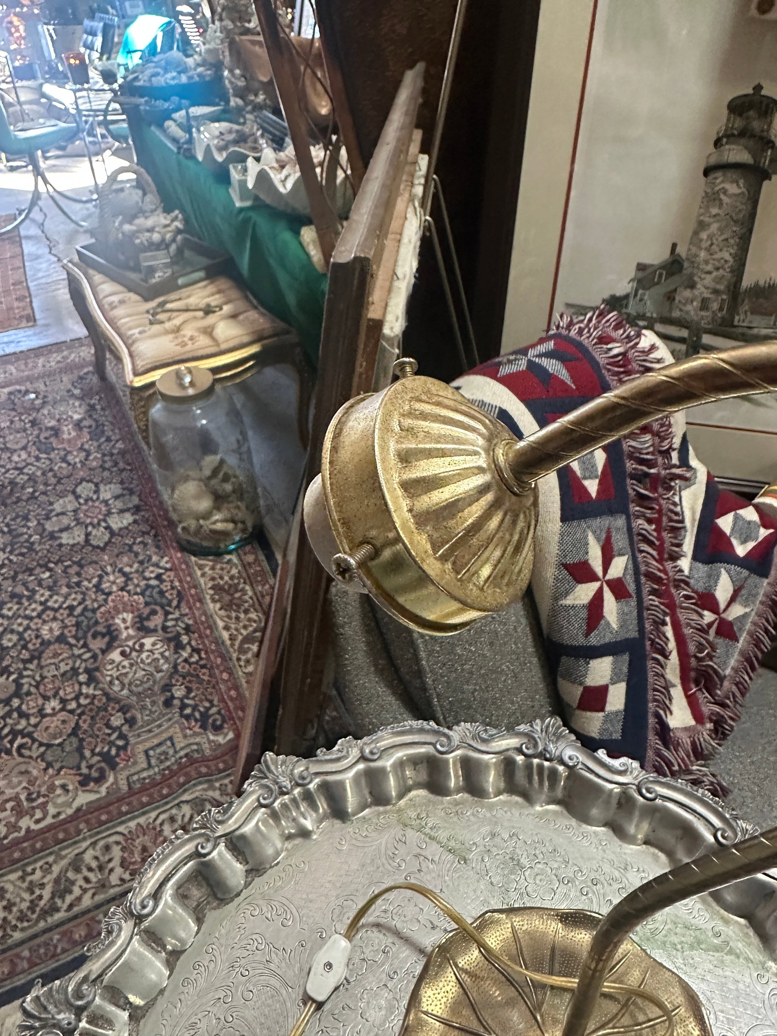 Vintage Brass Tulip Style Table Lamp - 5