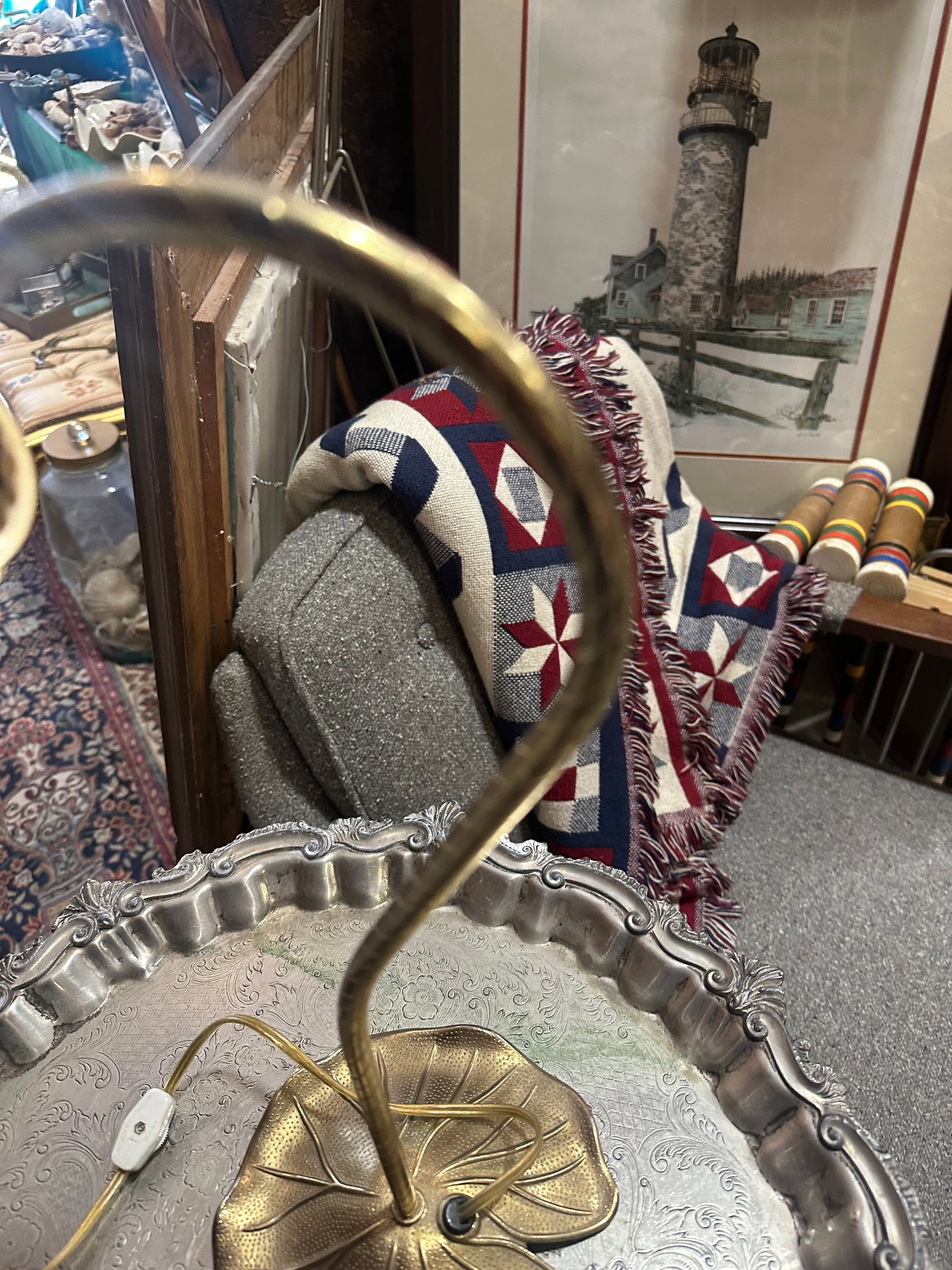 Vintage Brass Tulip Style Table Lamp - 6