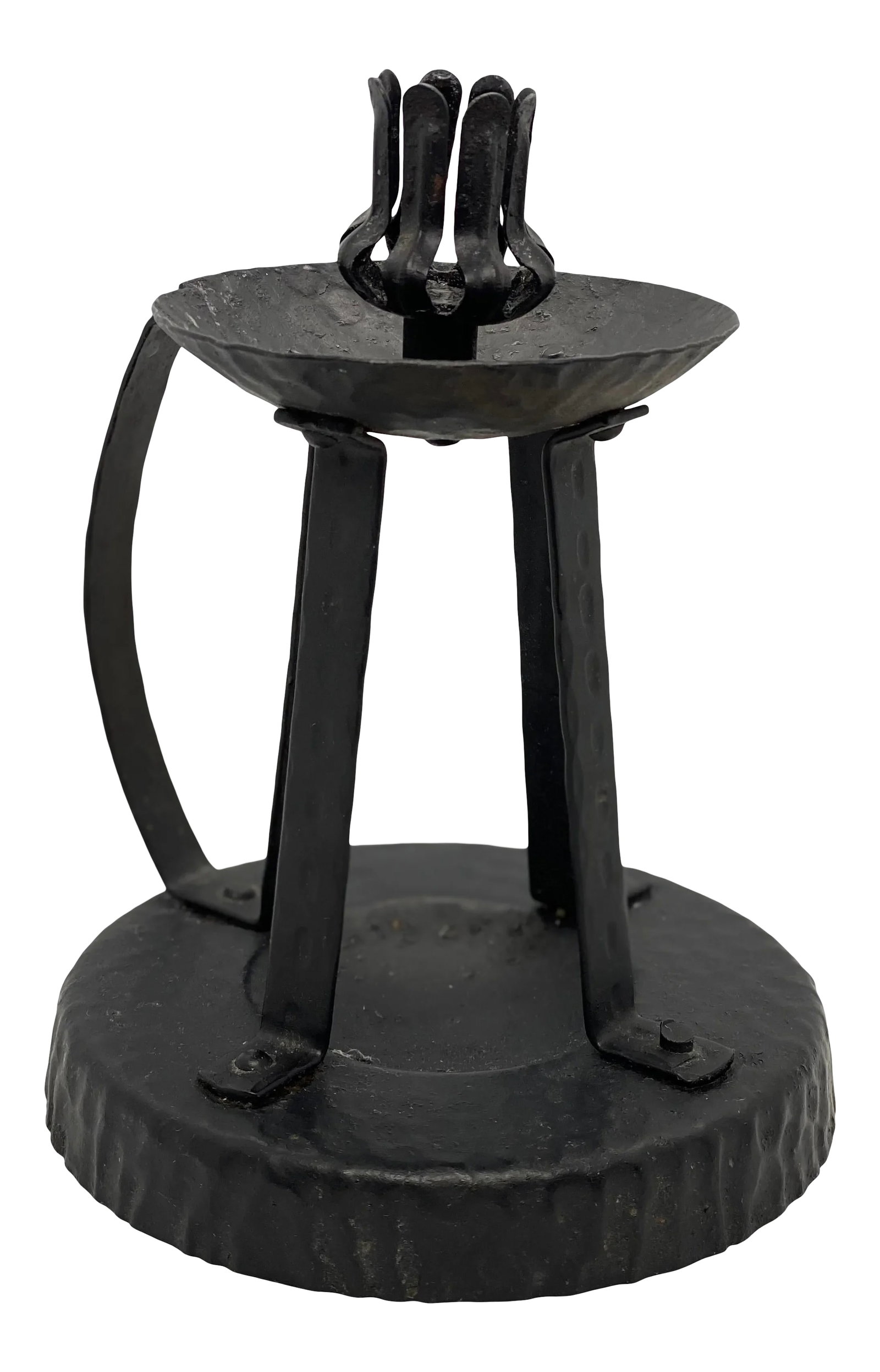 Early 20th Century German Arts & Crafts Hammered Metal 7" Tall Candle Holder: Beautiful and sturdy German Arts & Crafts Hammered Metal Candle Holder. This Holder is in excellent condition with minor scratches from age and normal use. The Holder has the Maker's Mark and