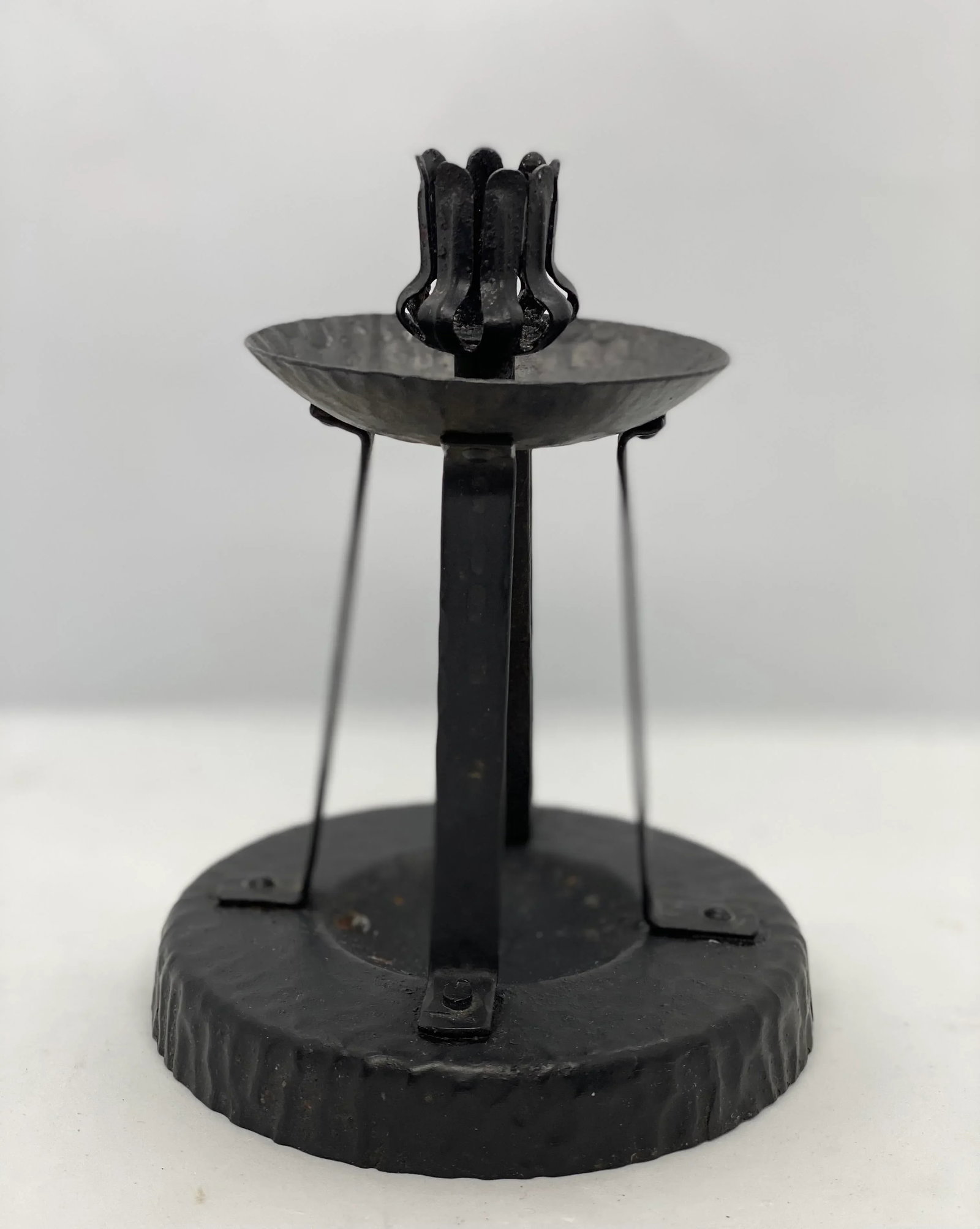 Early 20th Century German Arts & Crafts Hammered Metal 7" Tall Candle Holder - 2