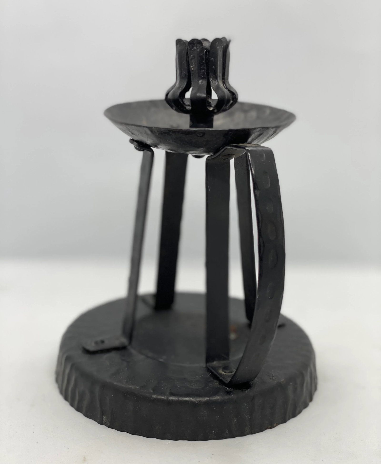 Early 20th Century German Arts & Crafts Hammered Metal 7" Tall Candle Holder - 3