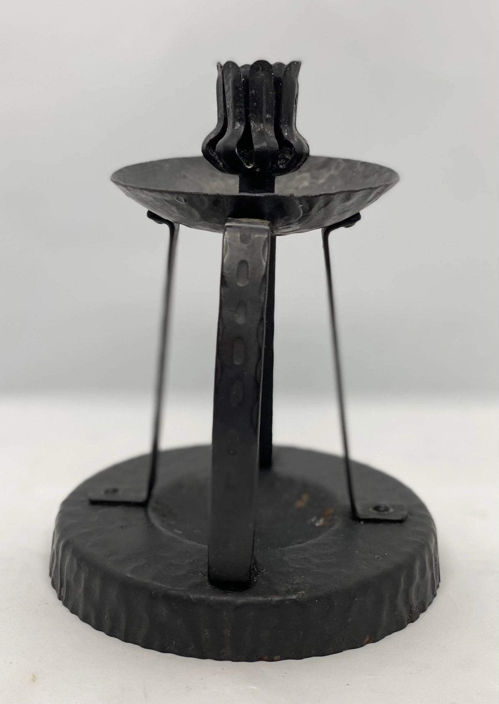 Early 20th Century German Arts & Crafts Hammered Metal 7" Tall Candle Holder - 4