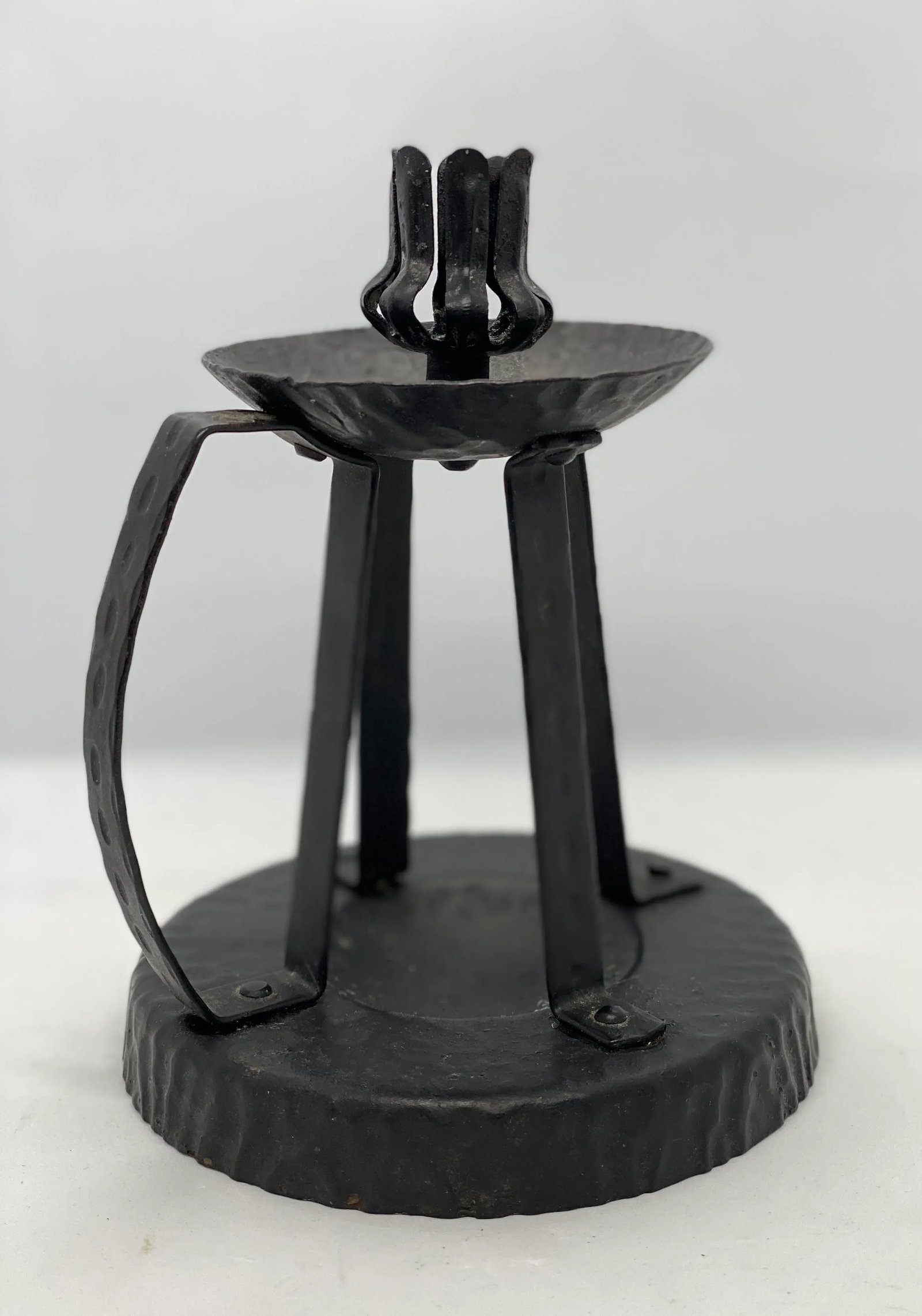 Early 20th Century German Arts & Crafts Hammered Metal 7" Tall Candle Holder - 5