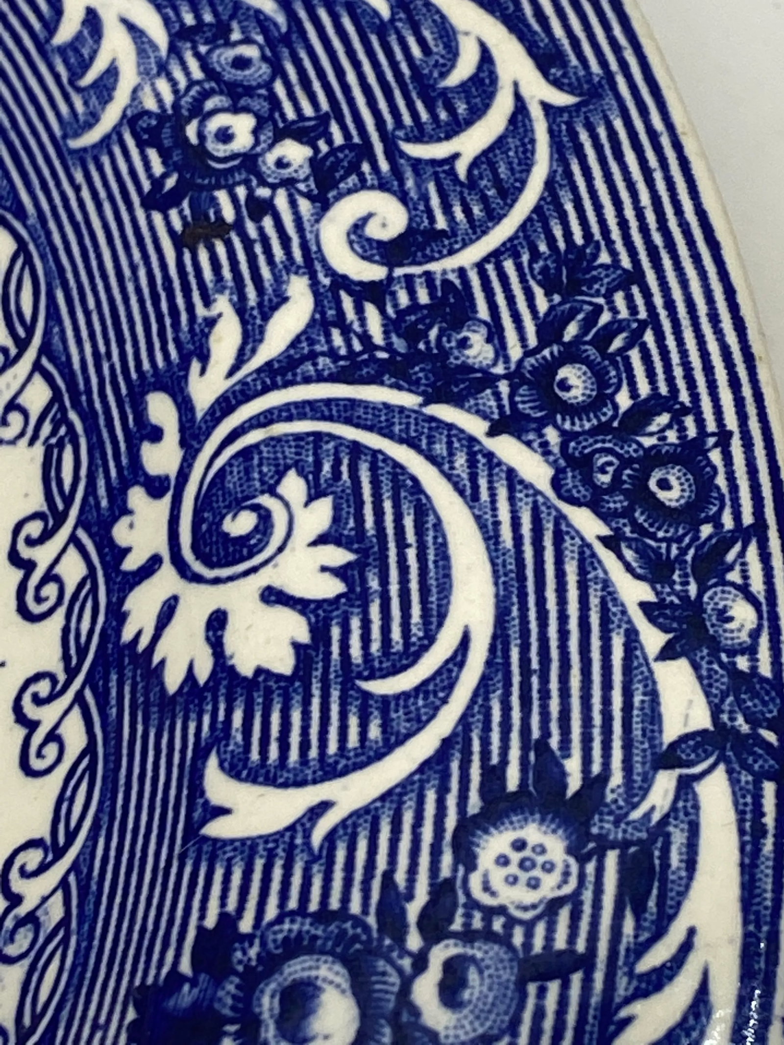 Antique Late 19th Century Ridgways Blue & White "Rhine" Transferware Chop Plate - 7