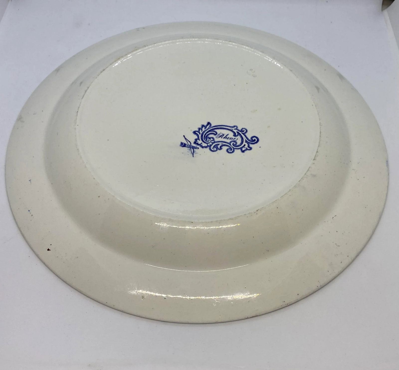 Antique Late 19th Century Ridgways Blue & White "Rhine" Transferware Chop Plate - 8