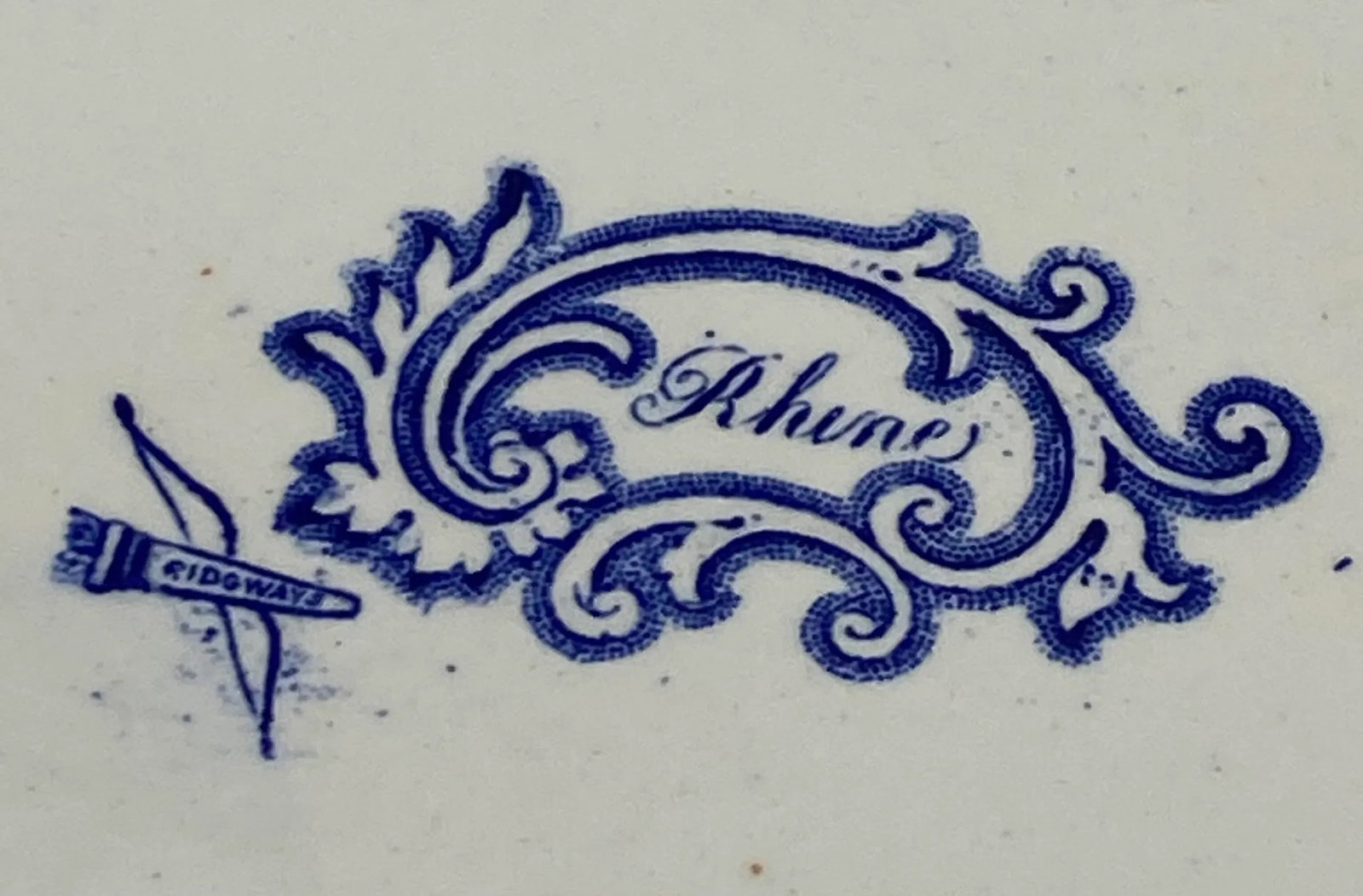 Antique Late 19th Century Ridgways Blue & White "Rhine" Transferware Chop Plate - 9