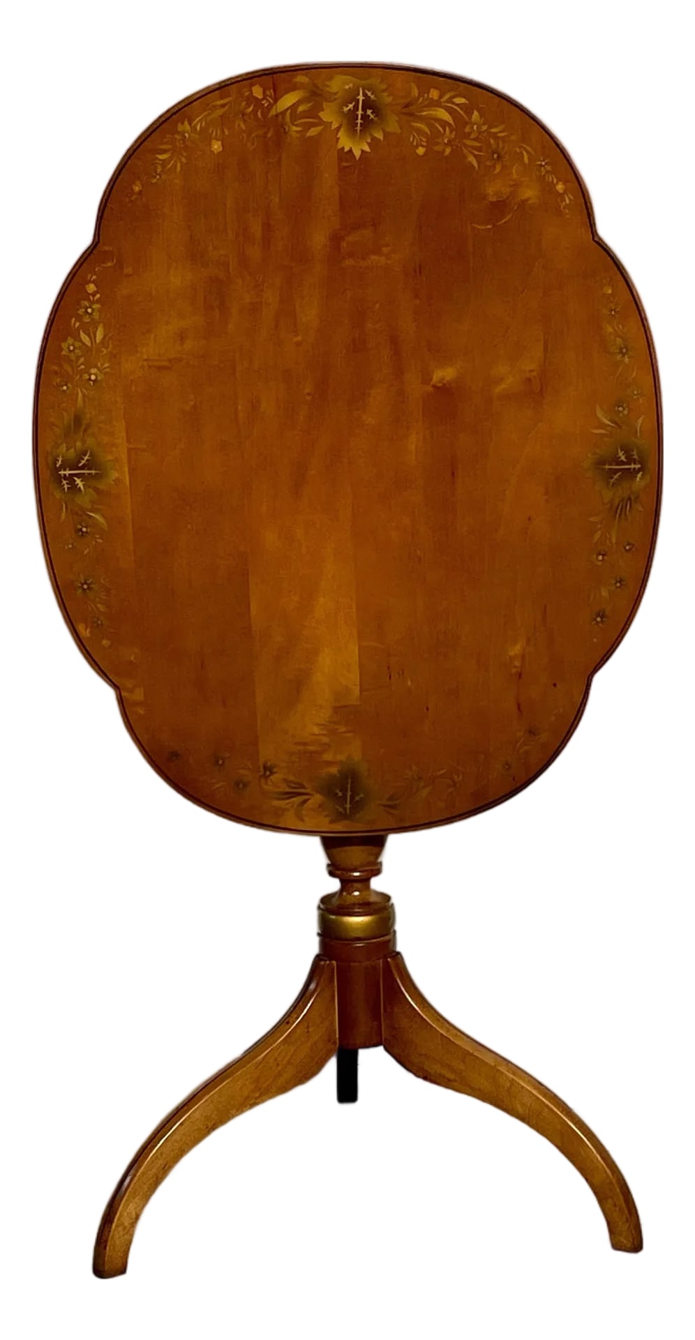 Late 20th Century Hitchcock Tilt Top Candle Stand: Offered is an Hitchcock furniture Company tilt top candle stand, a piece that offers a blend of historical charm and practical elegance. Timeless American Craftsmanship * A Piece of History: Owning a