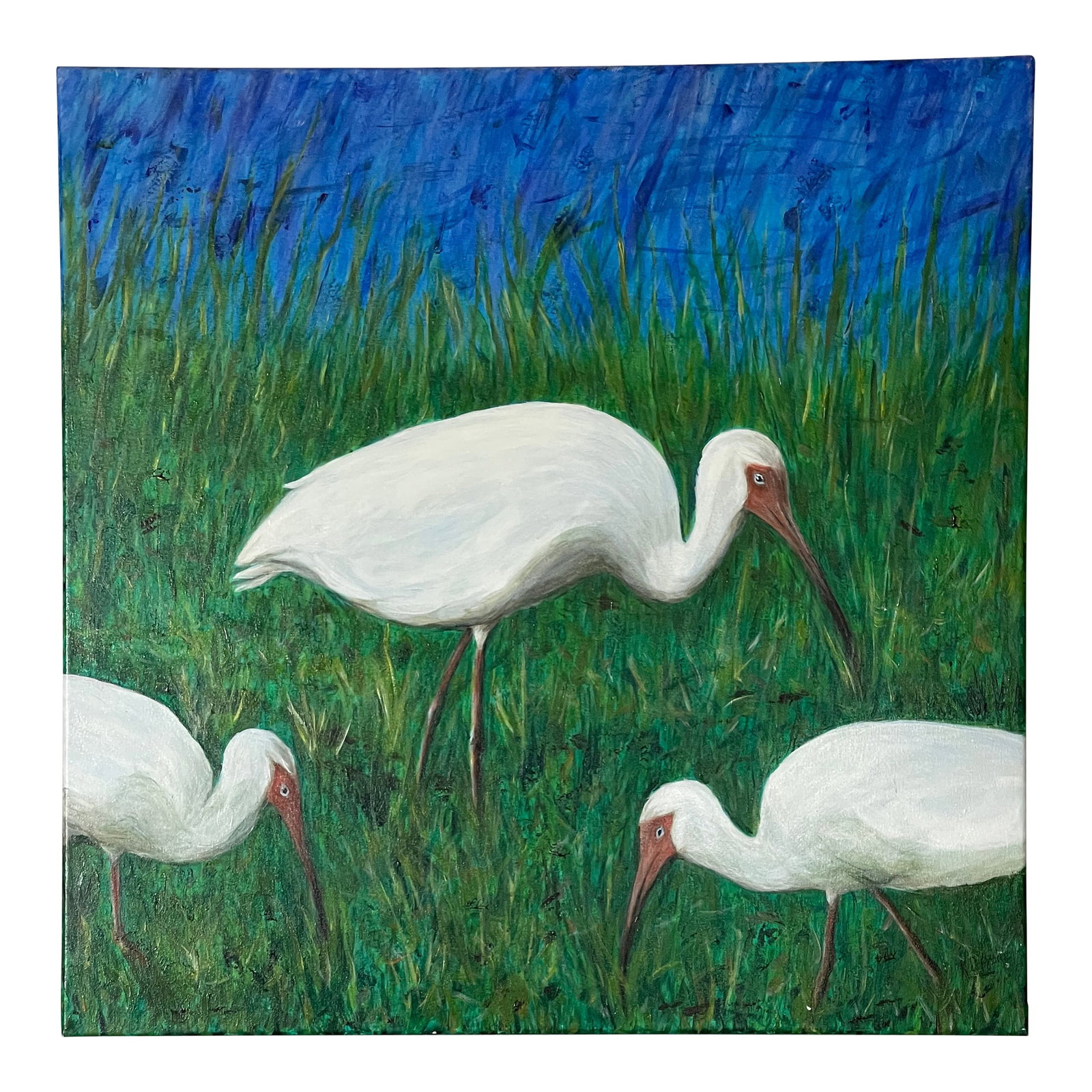 Mid 20 Th C Florida Eggrett Acrylic on Canvas Painting: Vintage Florida eggrett coloristic painting acrylic on canvas. Signed lower right. Condition: Alterations: Original Condition Unaltered Imperfections: Some Imperfections Condition Notes: Good