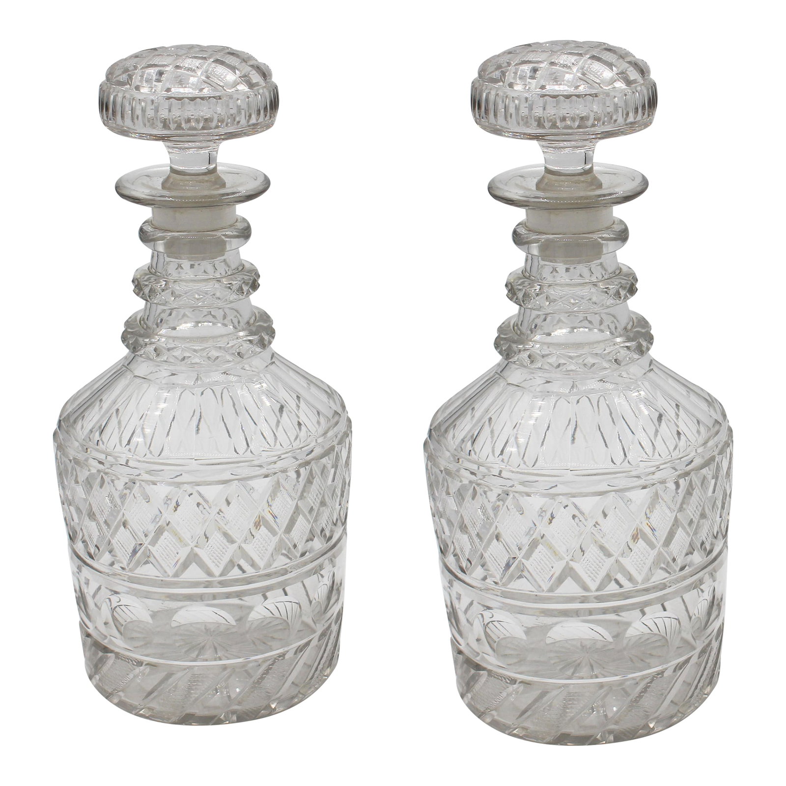 C. 1820 Pair of Georgian Anglo-Irish Cut Glass Decanters (1 of 7)