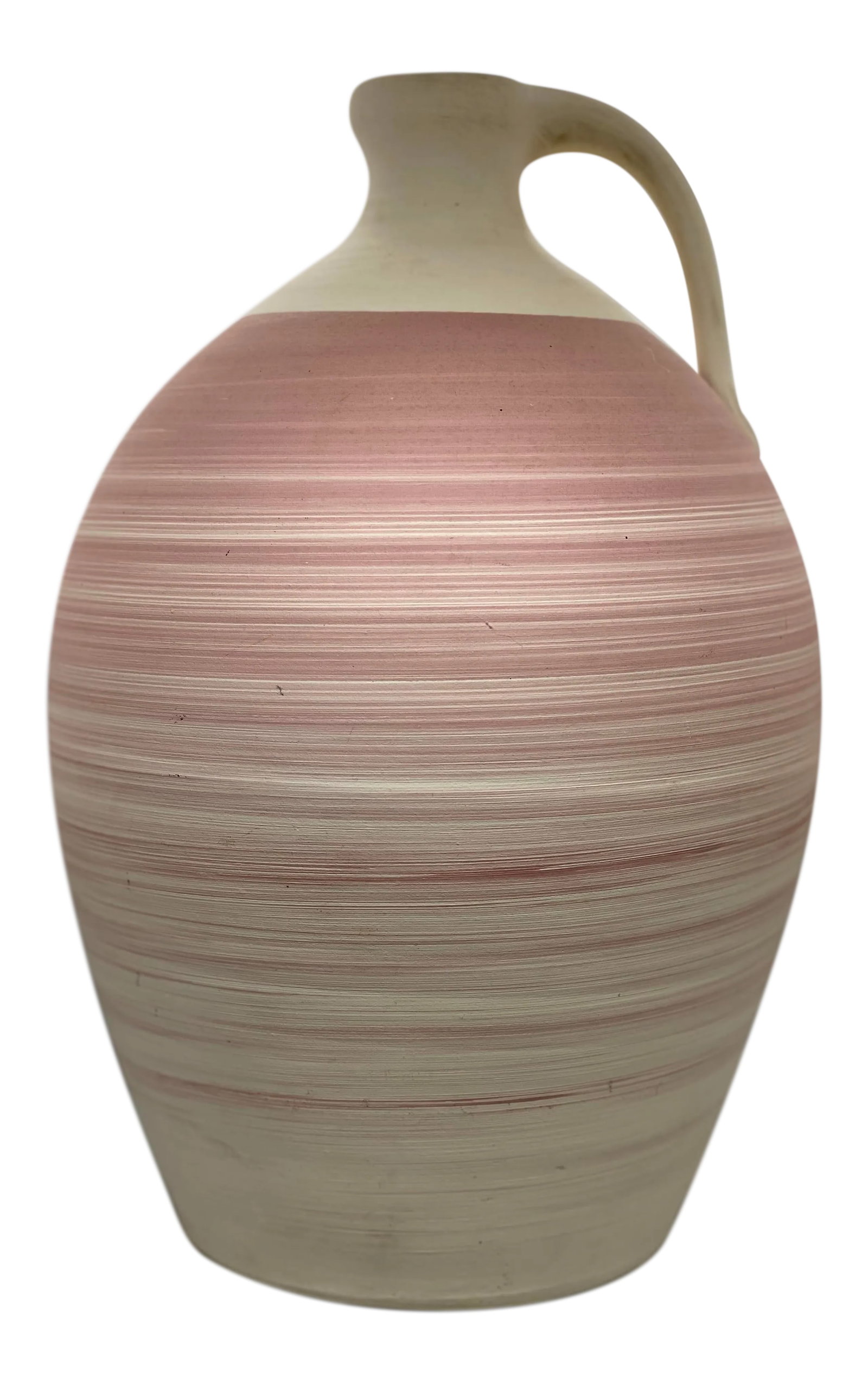1980s Michael A. Crocker Thrown Stoneware Combed Clay Slip Jug: Beautiful large thrown stoneware combed slip clay jug by Artist Michael A. Crocker. It was signed by the artist on the bottom. It was made in the mid-1980's based on research of Michael Crocker in The