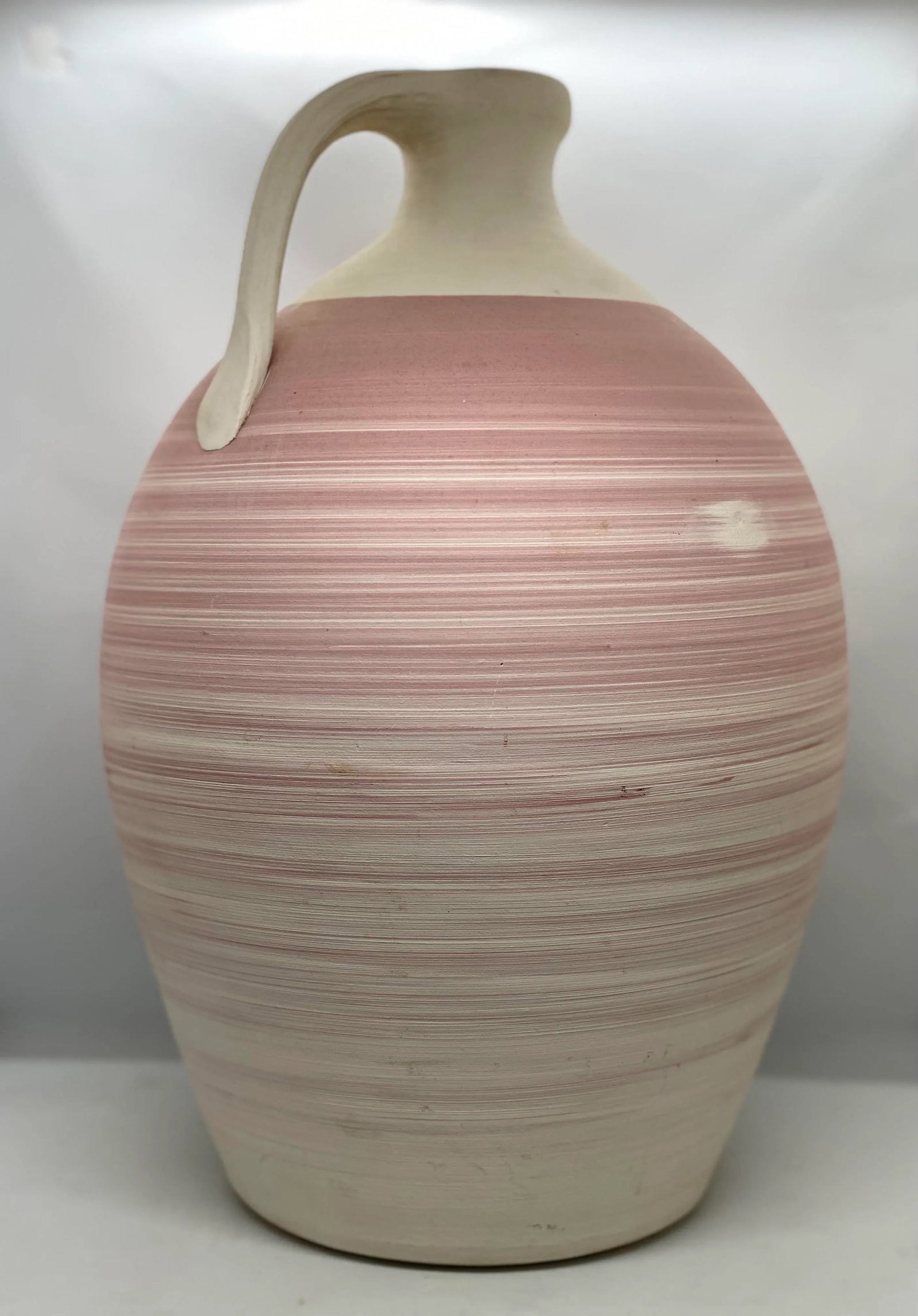1980s Michael A. Crocker Thrown Stoneware Combed Clay Slip Jug - 3