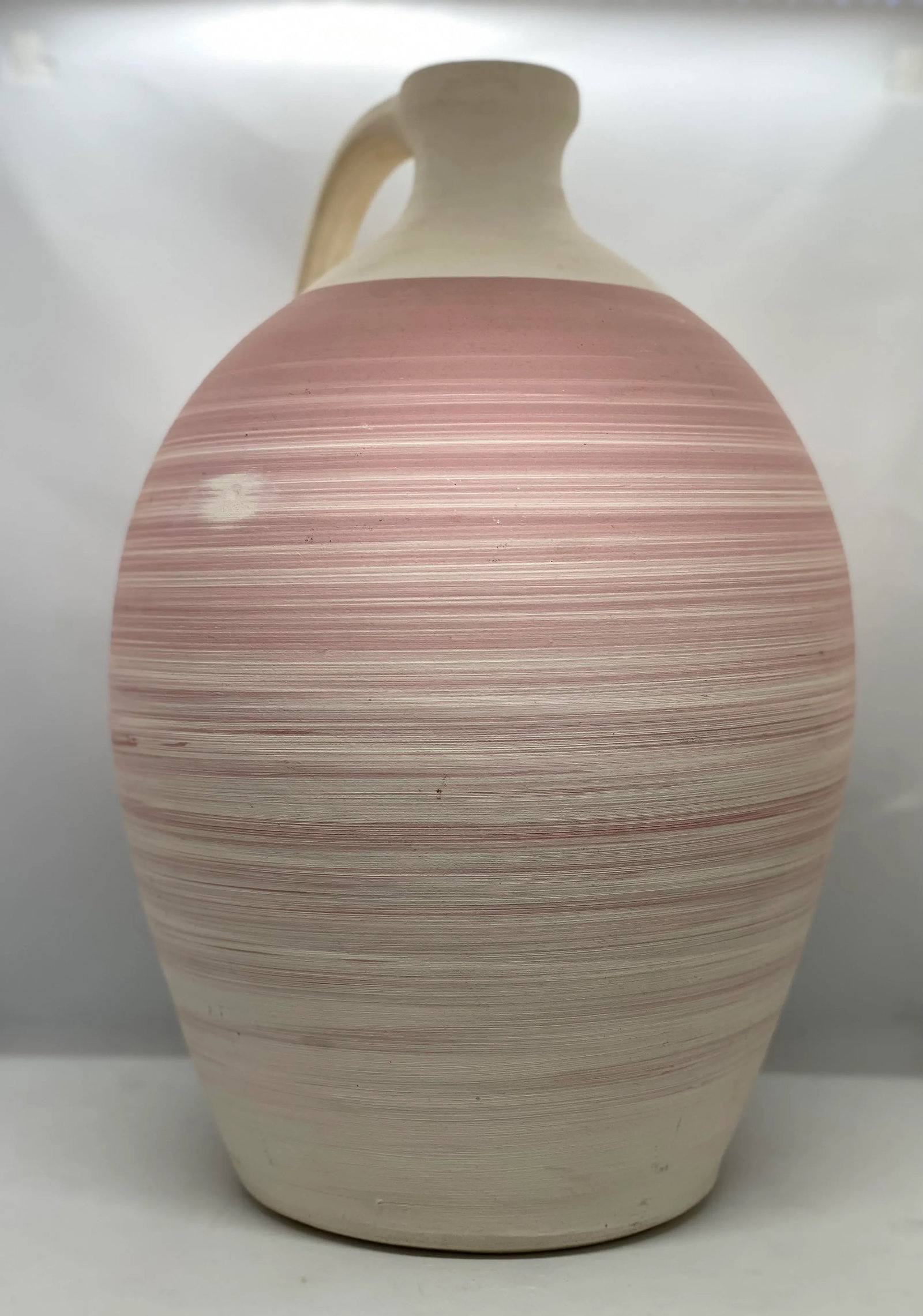 1980s Michael A. Crocker Thrown Stoneware Combed Clay Slip Jug - 4