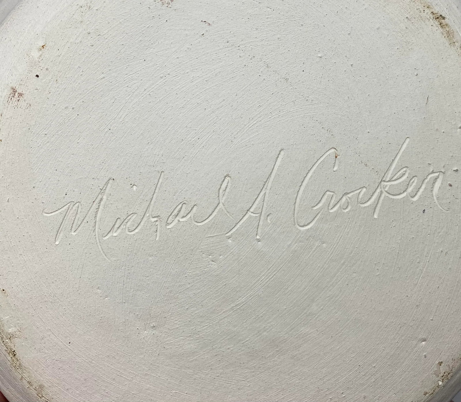 1980s Michael A. Crocker Thrown Stoneware Combed Clay Slip Jug - 9
