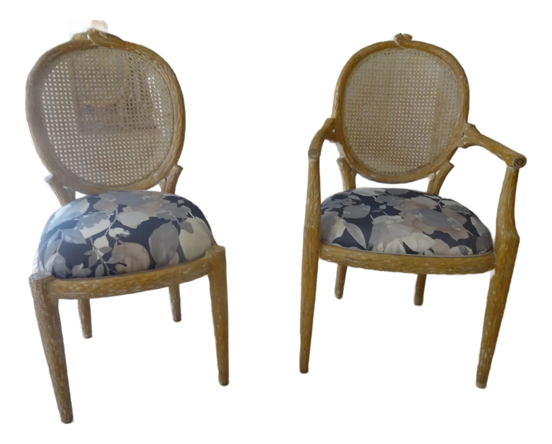 Late 20th Century French Faux Bois Chairs- Set of 2: Timeless French Faux Bois Chairs, solid well constructed and in great vintage condition late 20th century. They are made of real solid wood however most people refer to this type of chair as Faux Bois