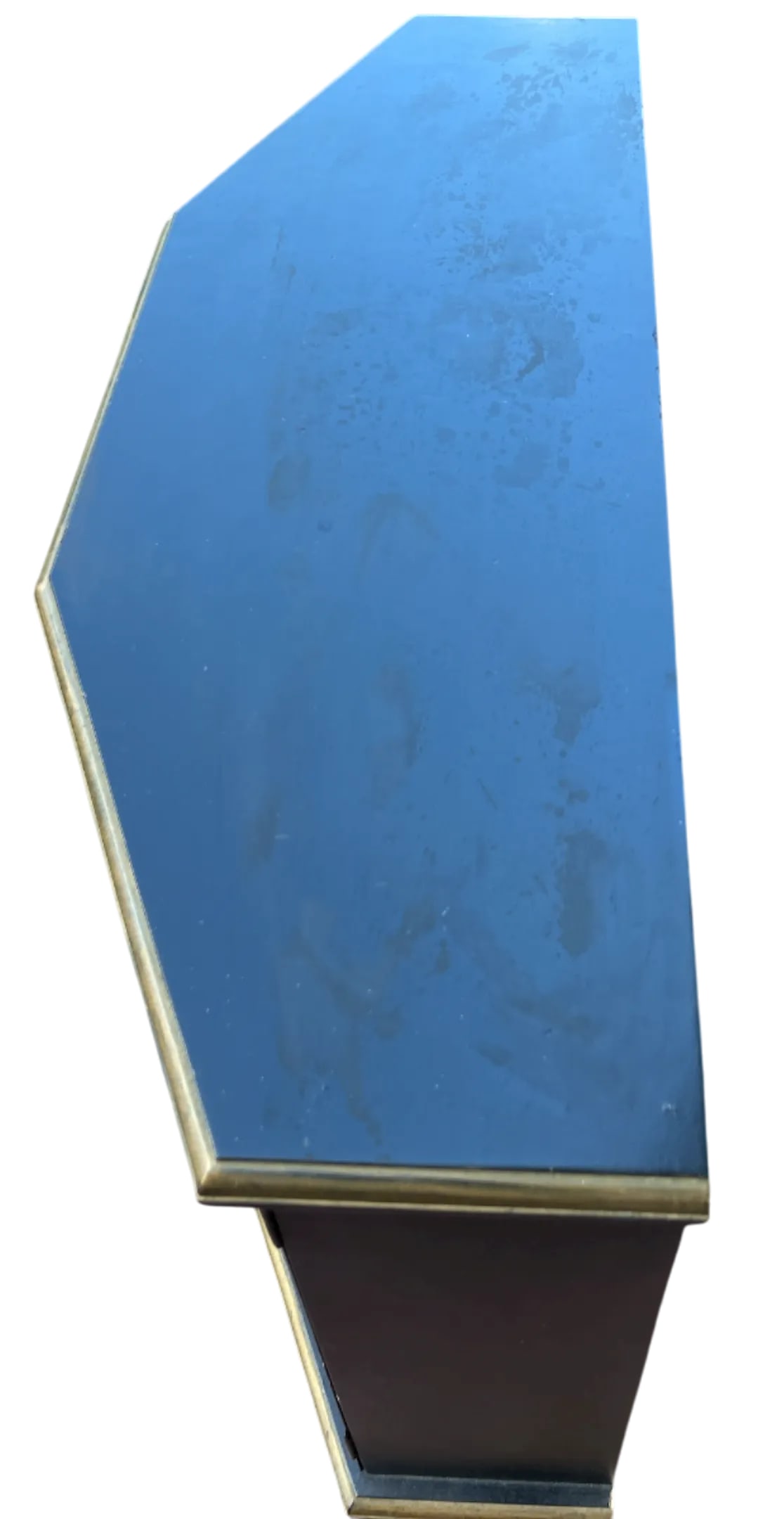 Hollywood Regency Black & Gold Trapezoid Credenza or Bath Vanity Cabinet in the Style of Dorothy Dra - 8
