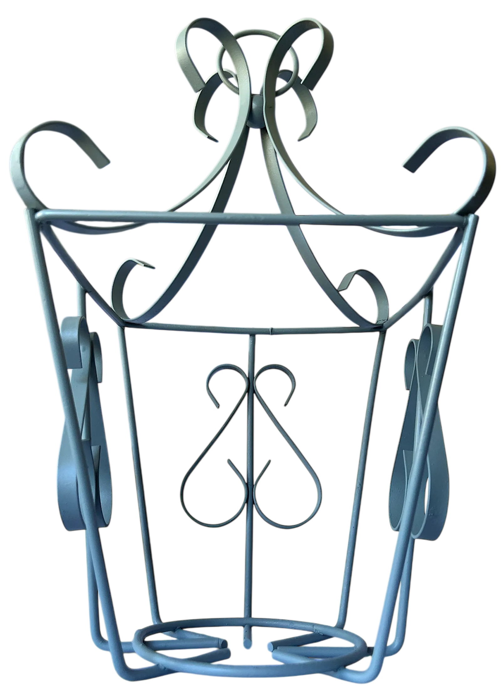 Vintage Pale Sage Green Wrought Iron Lantern Frame - Hollywood Regency French Provincial Style - 3