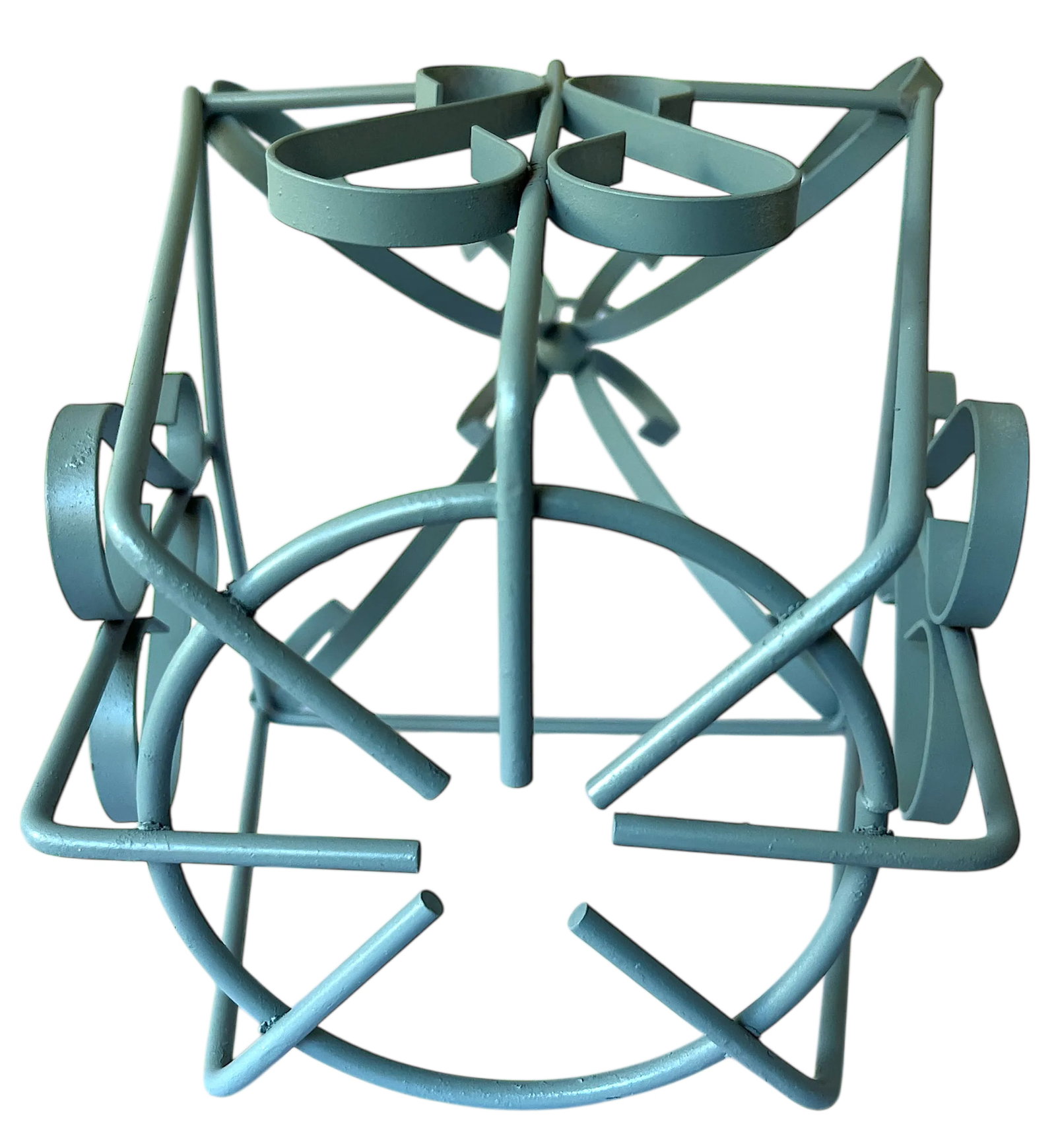 Vintage Pale Sage Green Wrought Iron Lantern Frame - Hollywood Regency French Provincial Style - 5