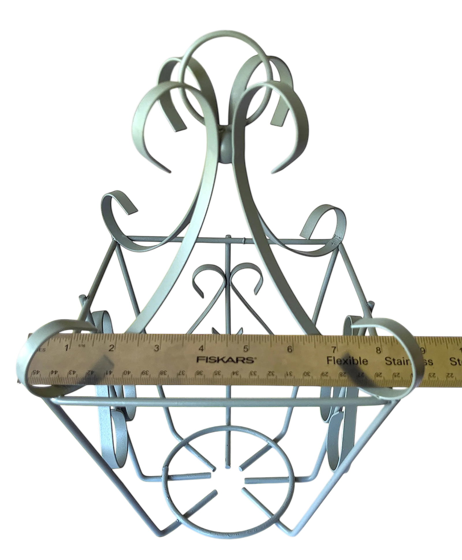 Vintage Pale Sage Green Wrought Iron Lantern Frame - Hollywood Regency French Provincial Style - 9