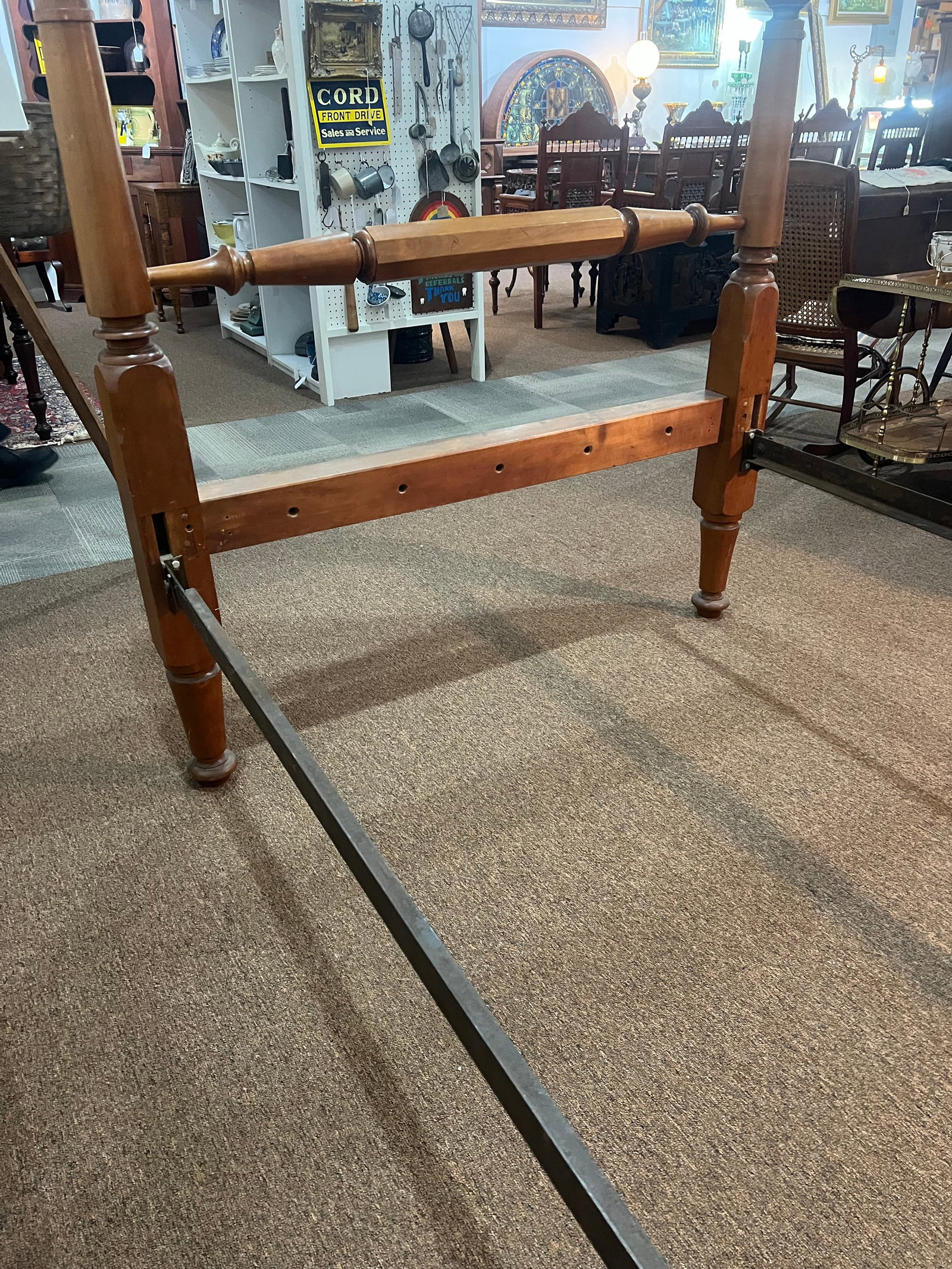 Tiger Maple Colonial Virginia Acorn Full Bed Frame 1800's - 9