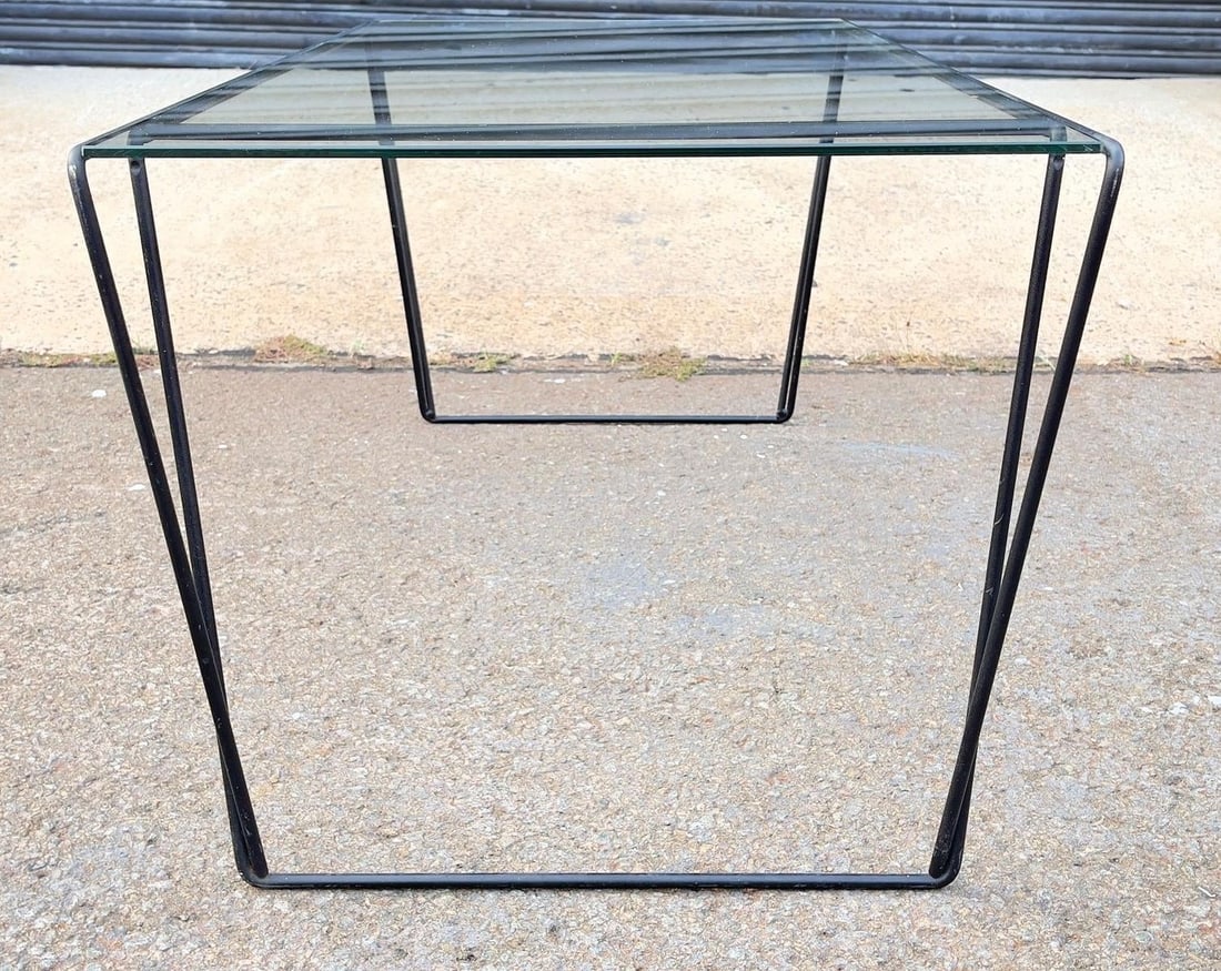 Mid 20th Century MCM Metal and Glass Top Coffee Table Sauze Style - 10