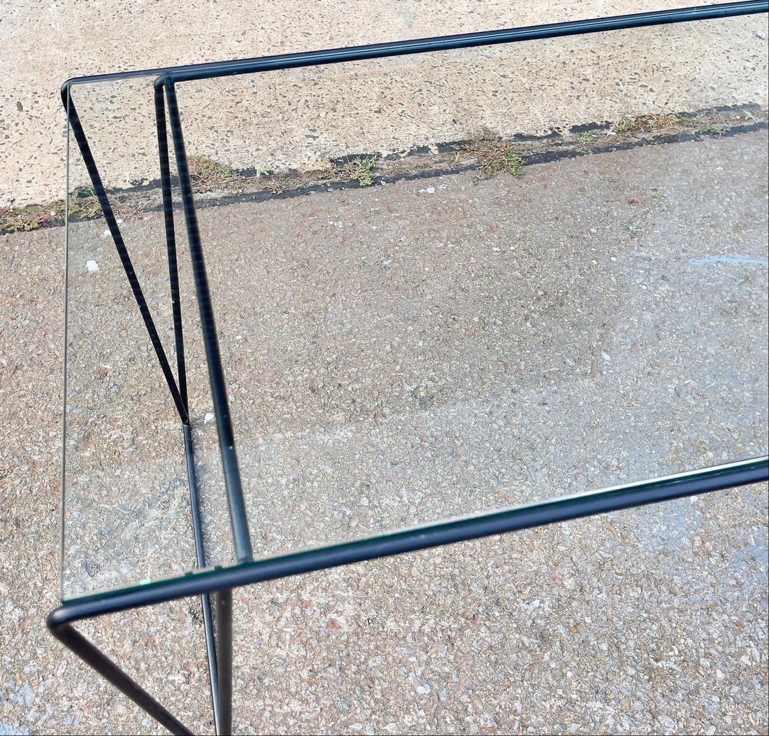 Mid 20th Century MCM Metal and Glass Top Coffee Table Sauze Style - 12