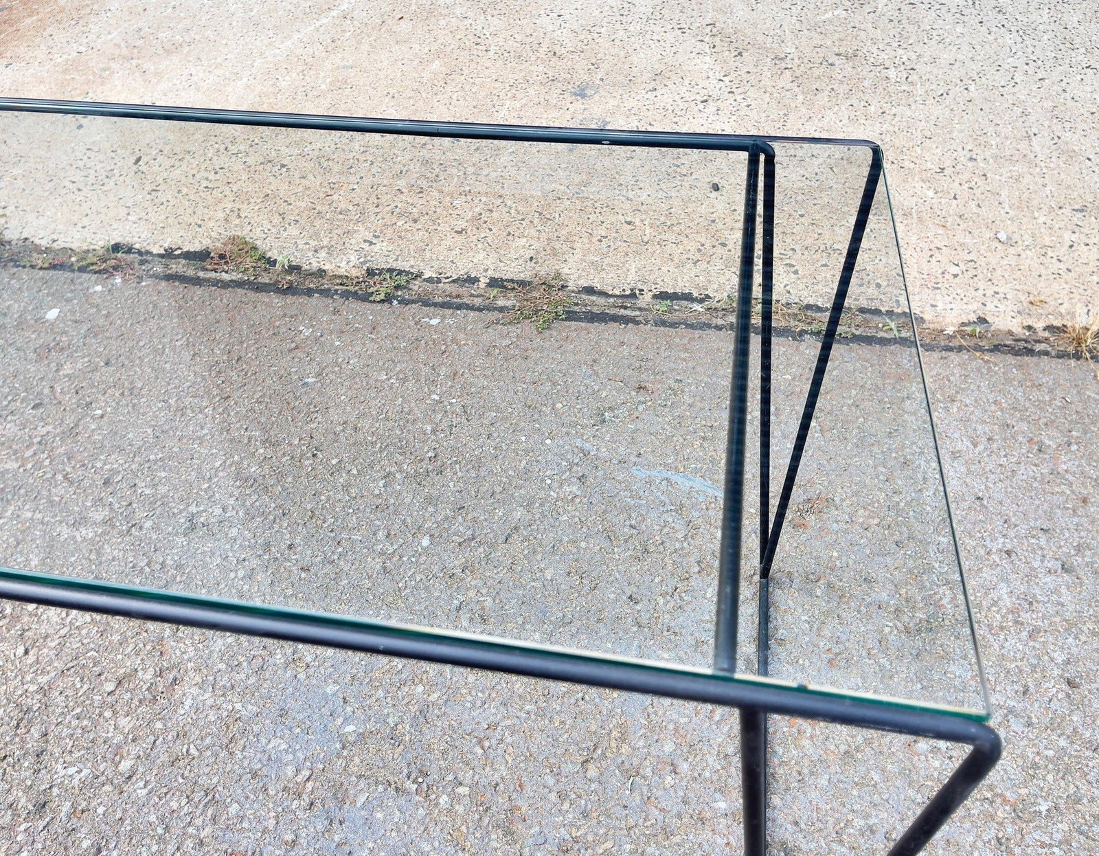 Mid 20th Century MCM Metal and Glass Top Coffee Table Sauze Style - 8