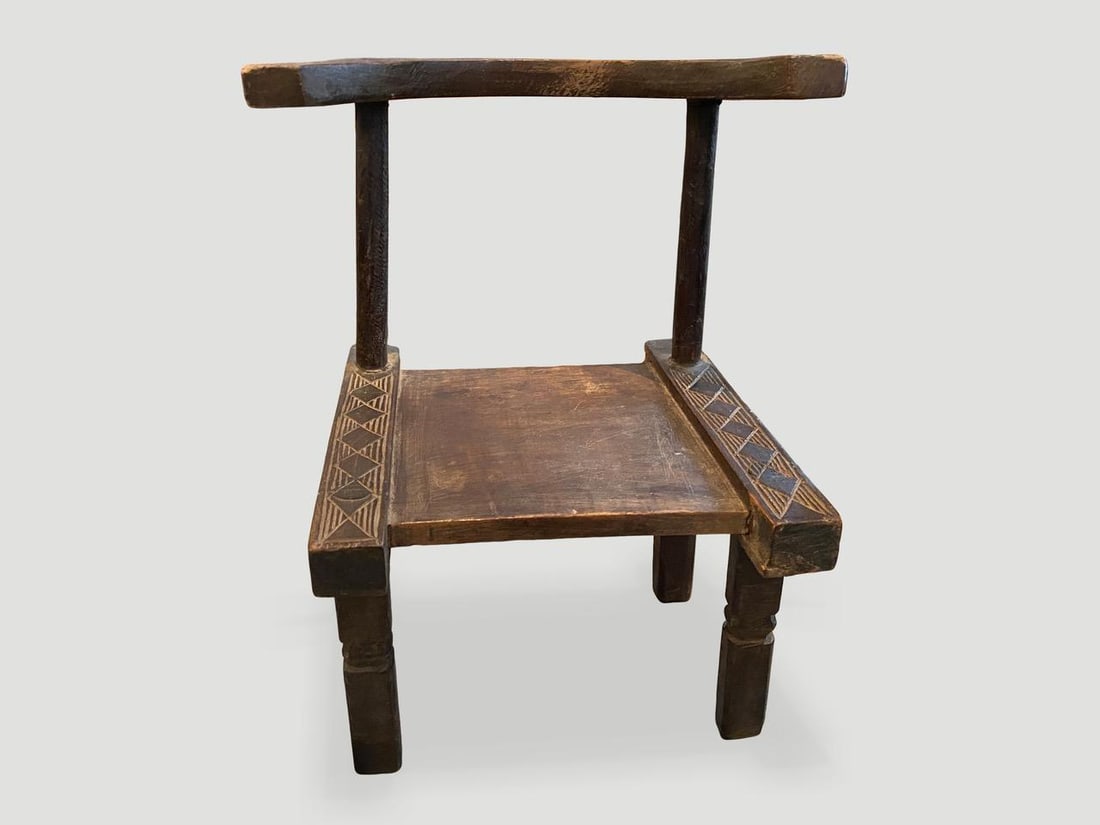 Antique African Wooden Chair or Side Table - 3