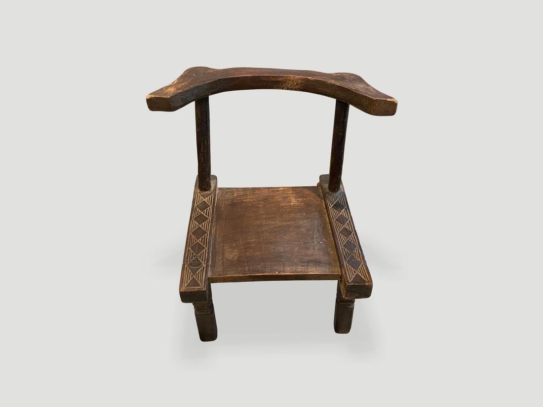Antique African Wooden Chair or Side Table - 4