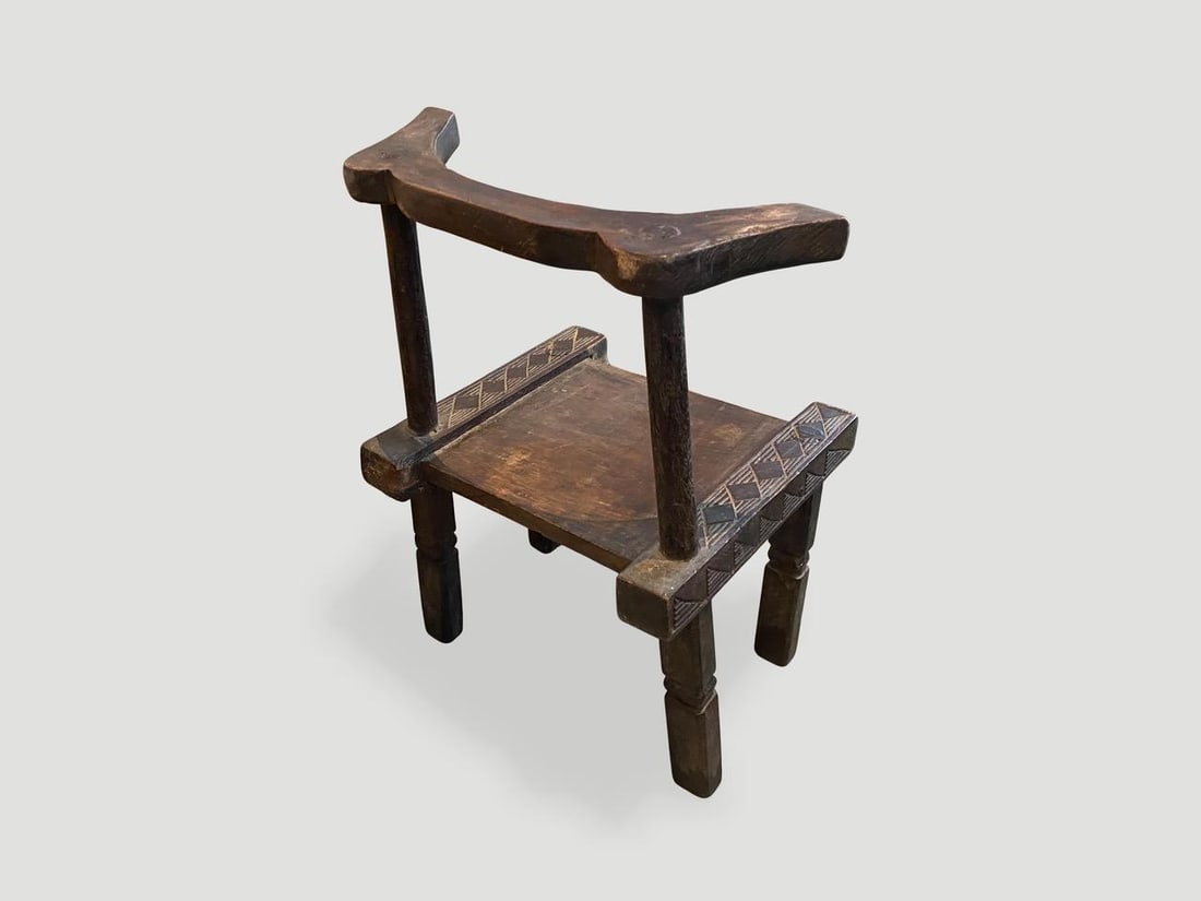 Antique African Wooden Chair or Side Table - 6
