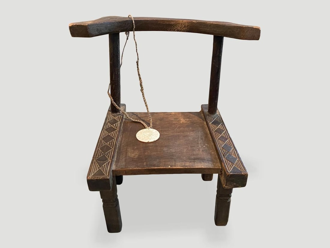 Antique African Wooden Chair or Side Table - 8