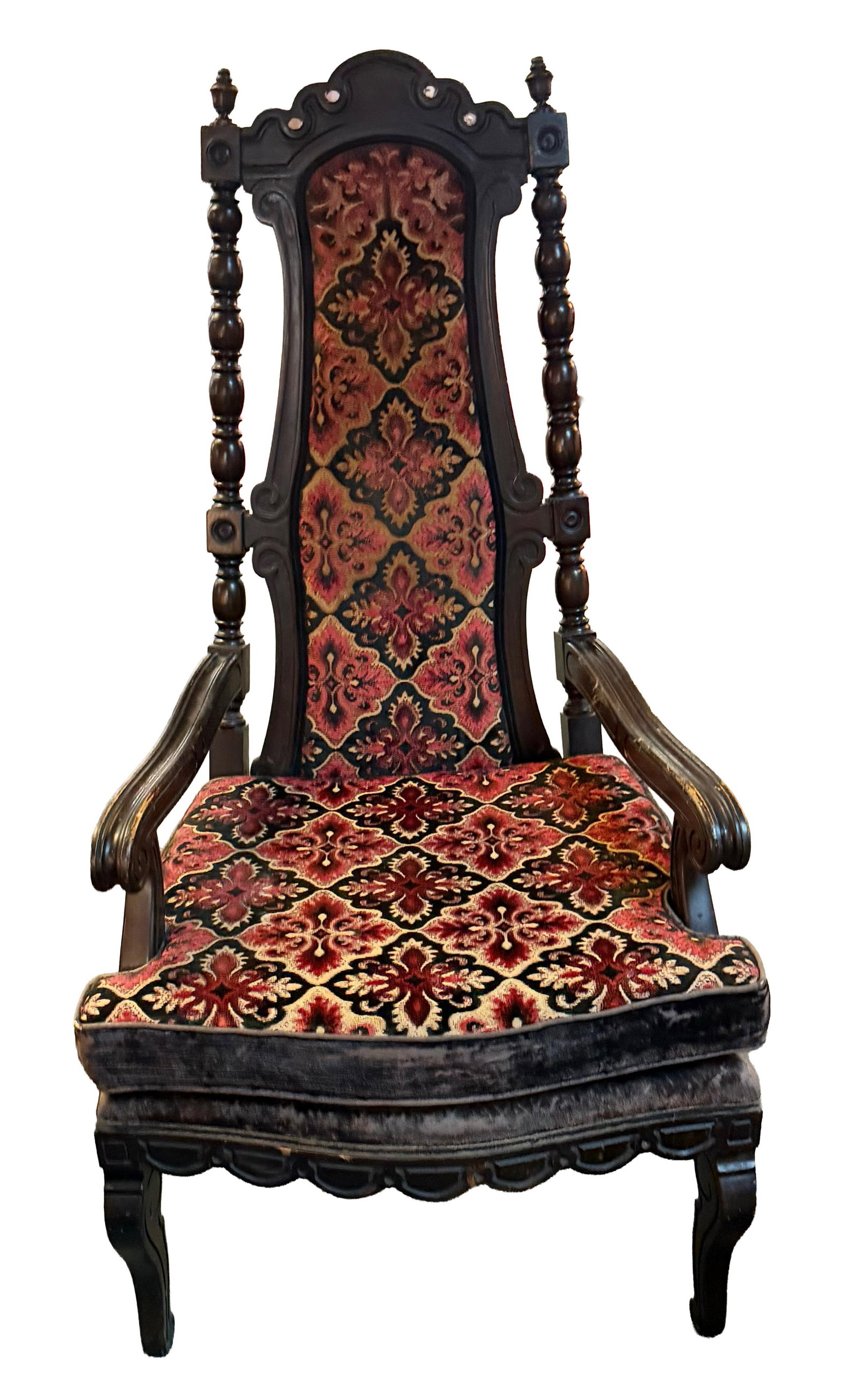 Early 20th Century Carved Jacobean Victorian Throne Chairs - 3