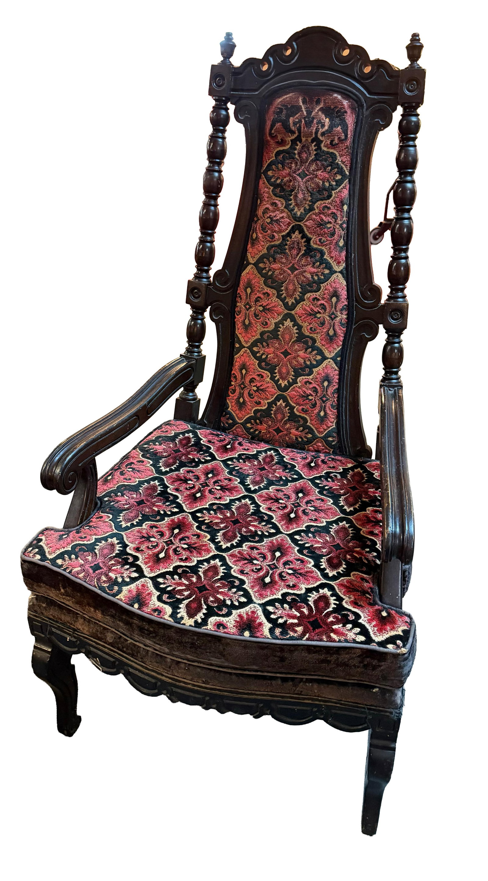 Early 20th Century Carved Jacobean Victorian Throne Chairs - 4