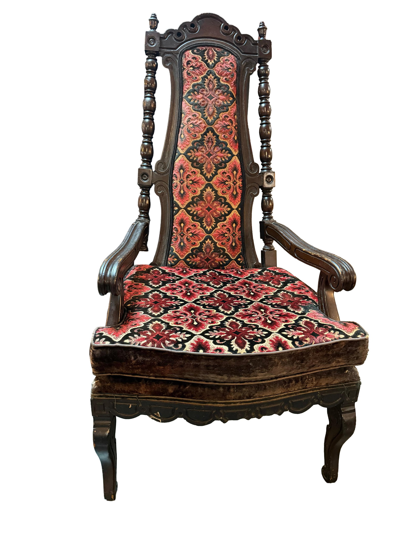 Early 20th Century Carved Jacobean Victorian Throne Chairs - 5