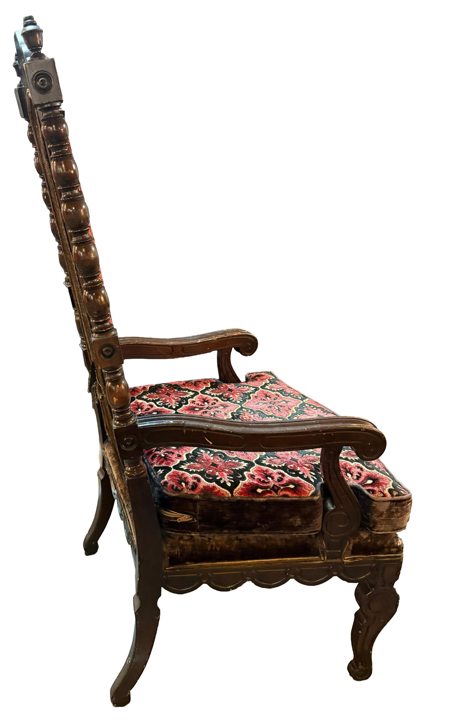 Early 20th Century Carved Jacobean Victorian Throne Chairs - 6
