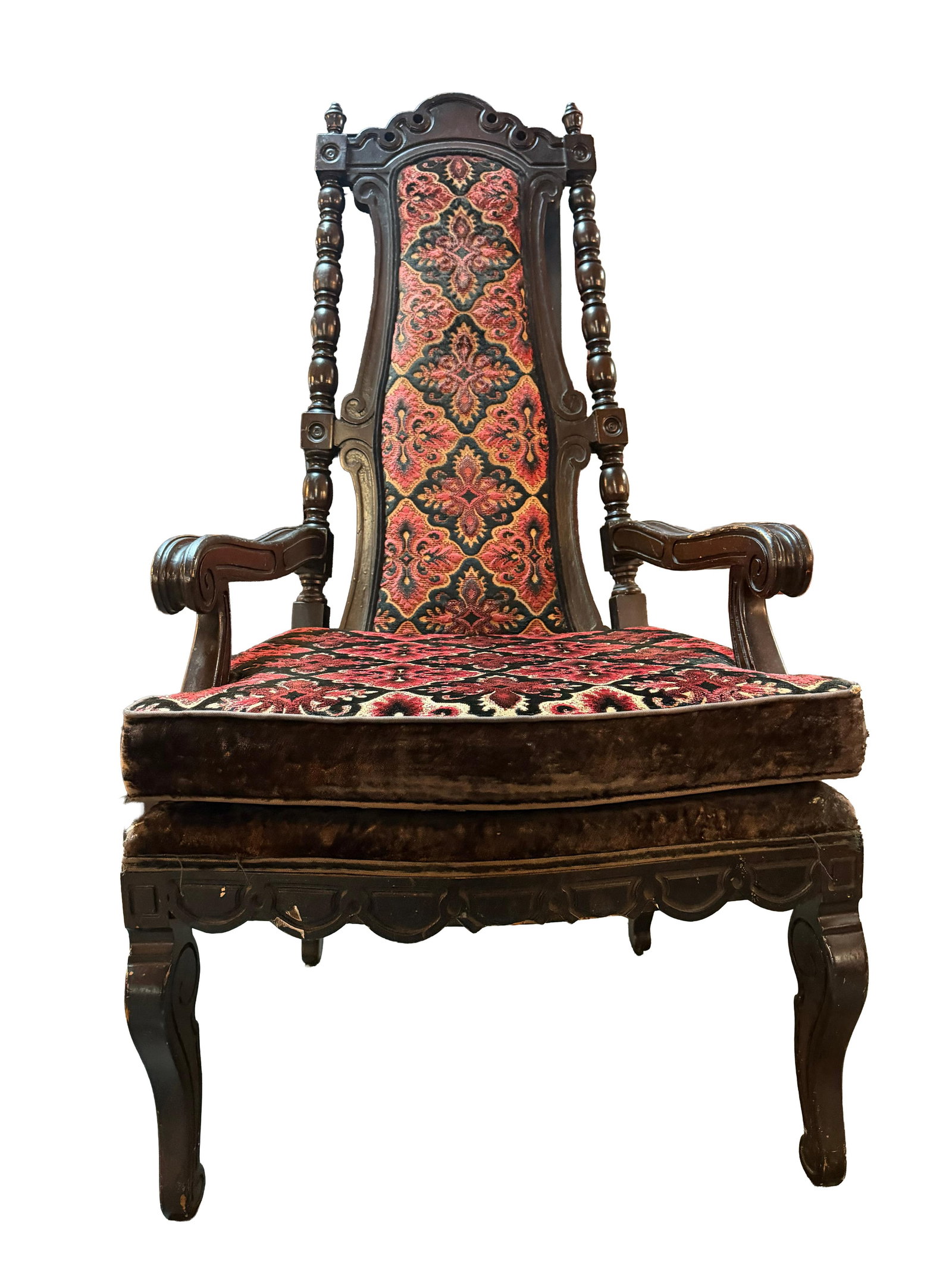 Early 20th Century Carved Jacobean Victorian Throne Chairs - 9