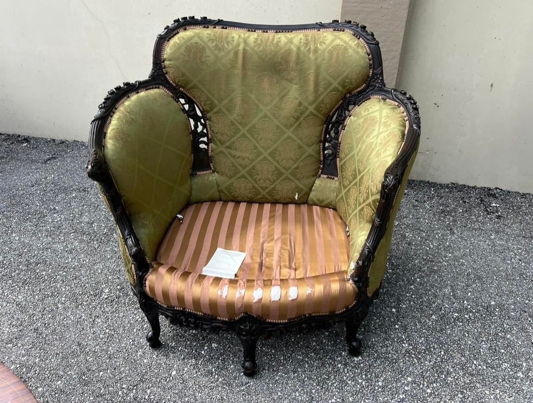 Victorian Carved Dark Walnut Sofa and Chair - 12