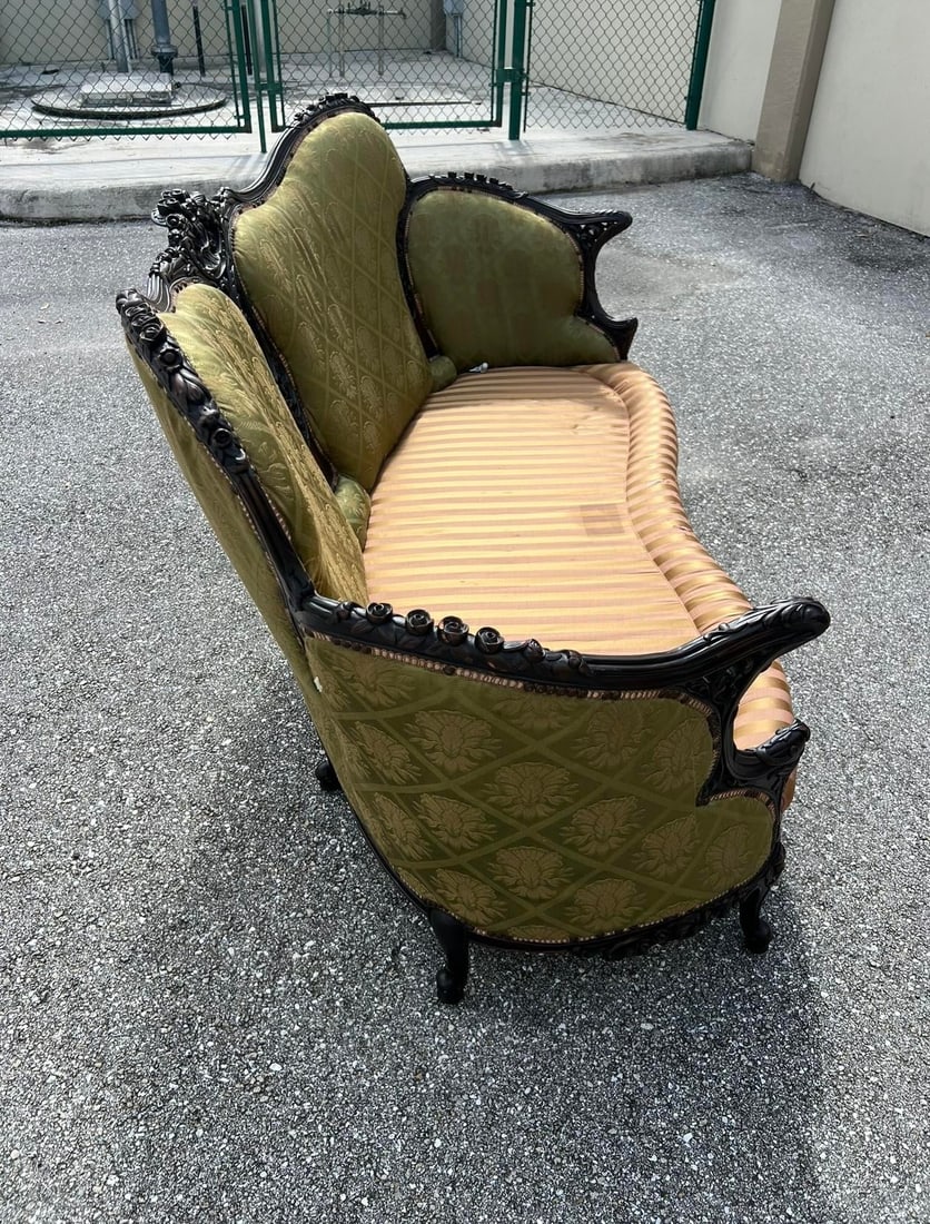 Victorian Carved Dark Walnut Sofa and Chair - 13
