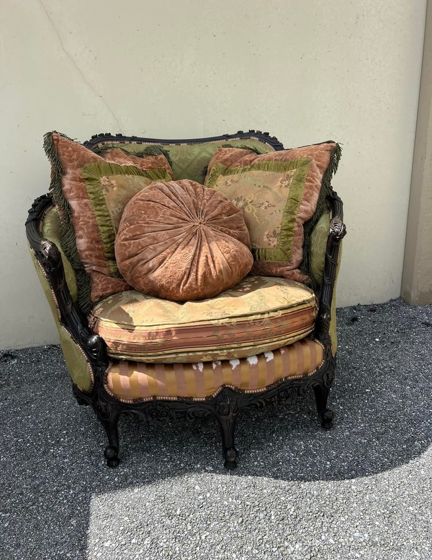 Victorian Carved Dark Walnut Sofa and Chair - 2
