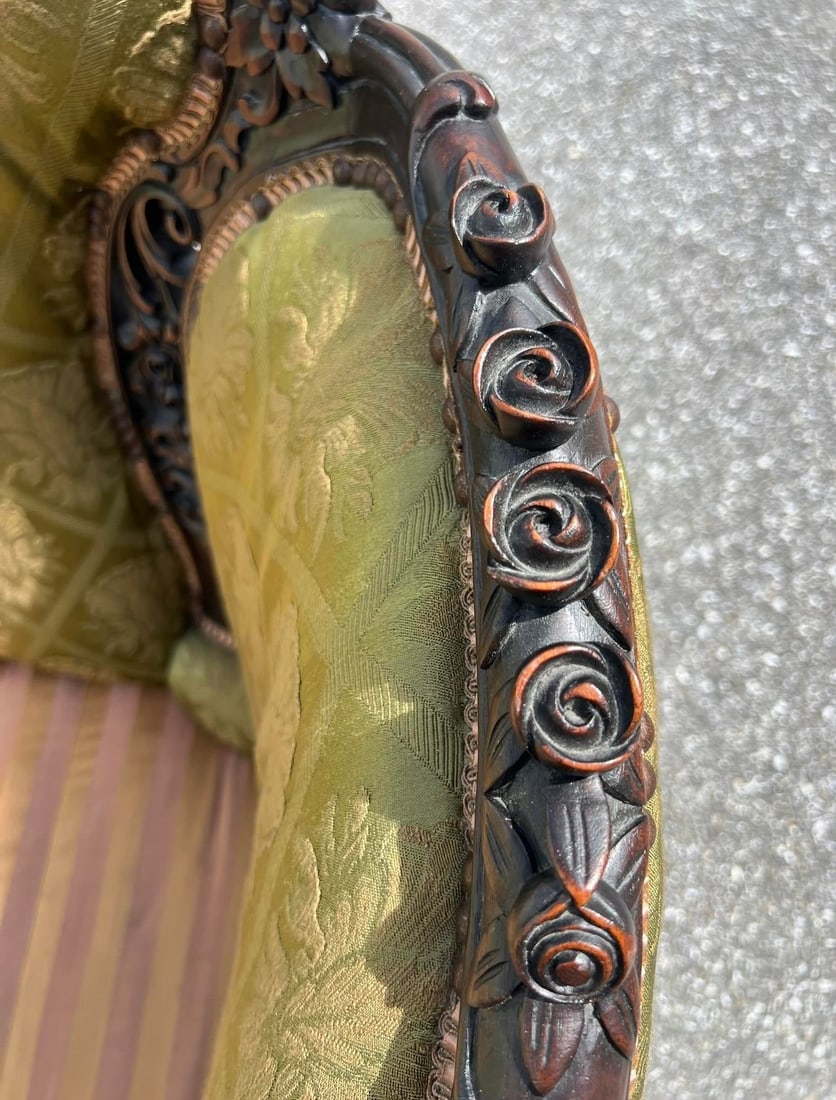 Victorian Carved Dark Walnut Sofa and Chair - 6