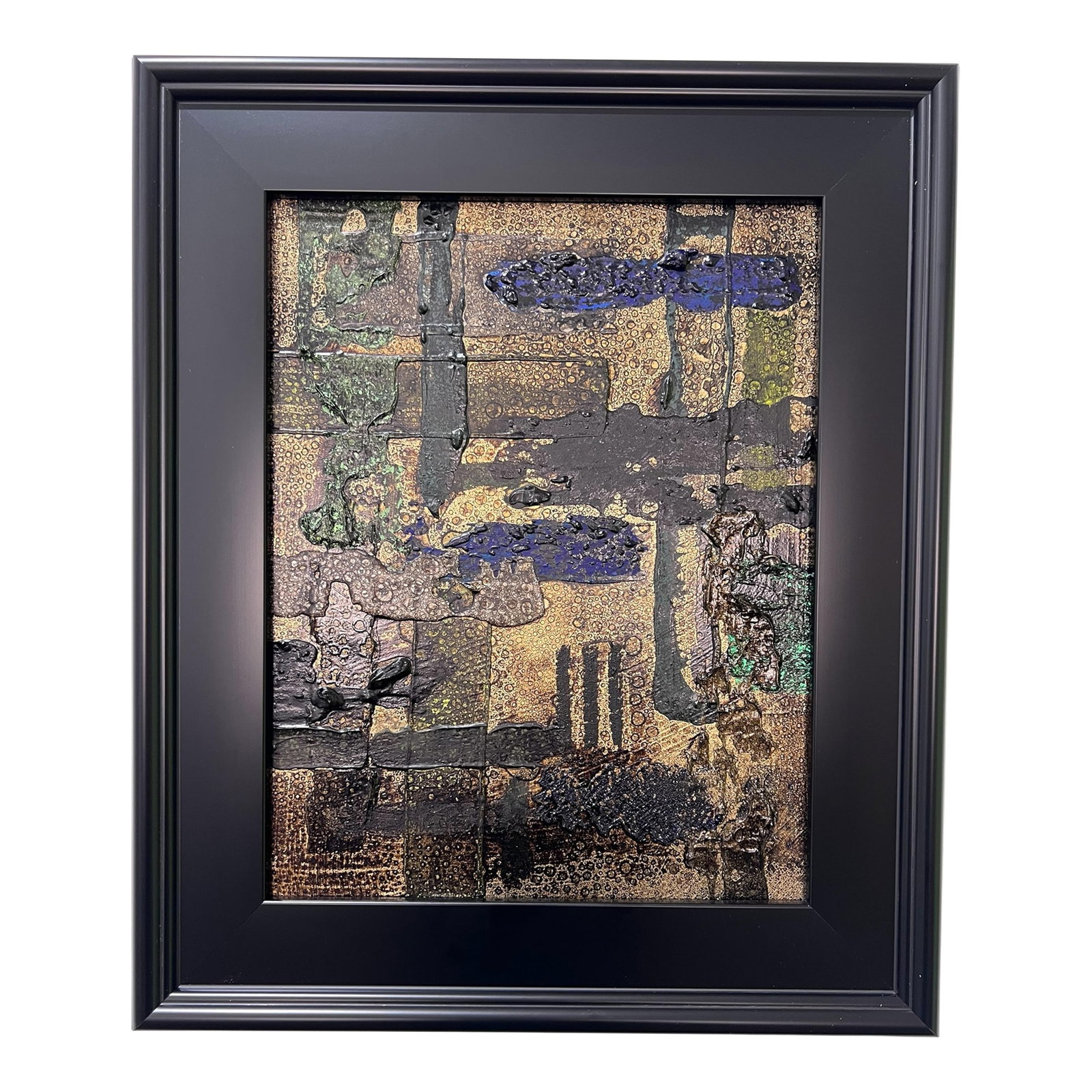 Discovery No. 1 - Original Abstract Painting by J. Kent Martin: This original mixed-media abstract painting by J. Kent Martin is inspired by aerial views of farmland and the ordered patterns of roads and city streets. Built through layers of paint that are