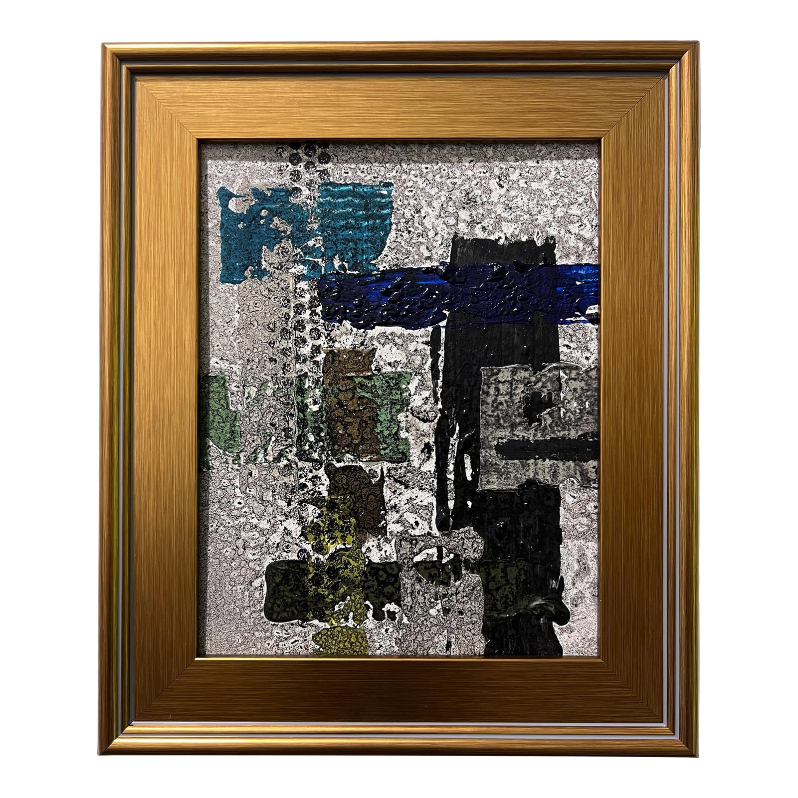 Interplay No. 3 - Original Abstract Painting by J. Kent Martin: This original mixed-media abstract painting by J. Kent Martin is inspired by aerial views of farmland and the ordered patterns of roads and city streets. Built through layers of paint that are scraped
