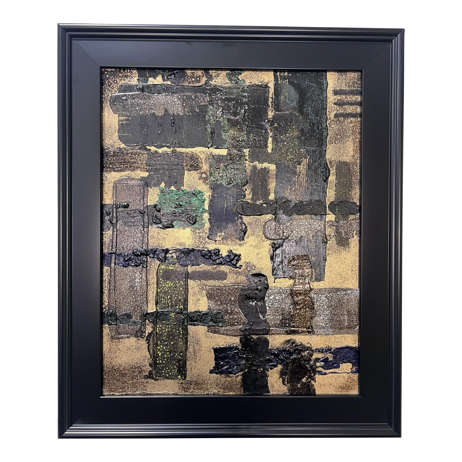 Alchemy No. 3 - Original Abstract Painting by J. Kent Martin: This original mixed-media abstract painting by J. Kent Martin is inspired by aerial views of farmland and the ordered patterns of roads and city streets. Built through layers of paint that are scraped